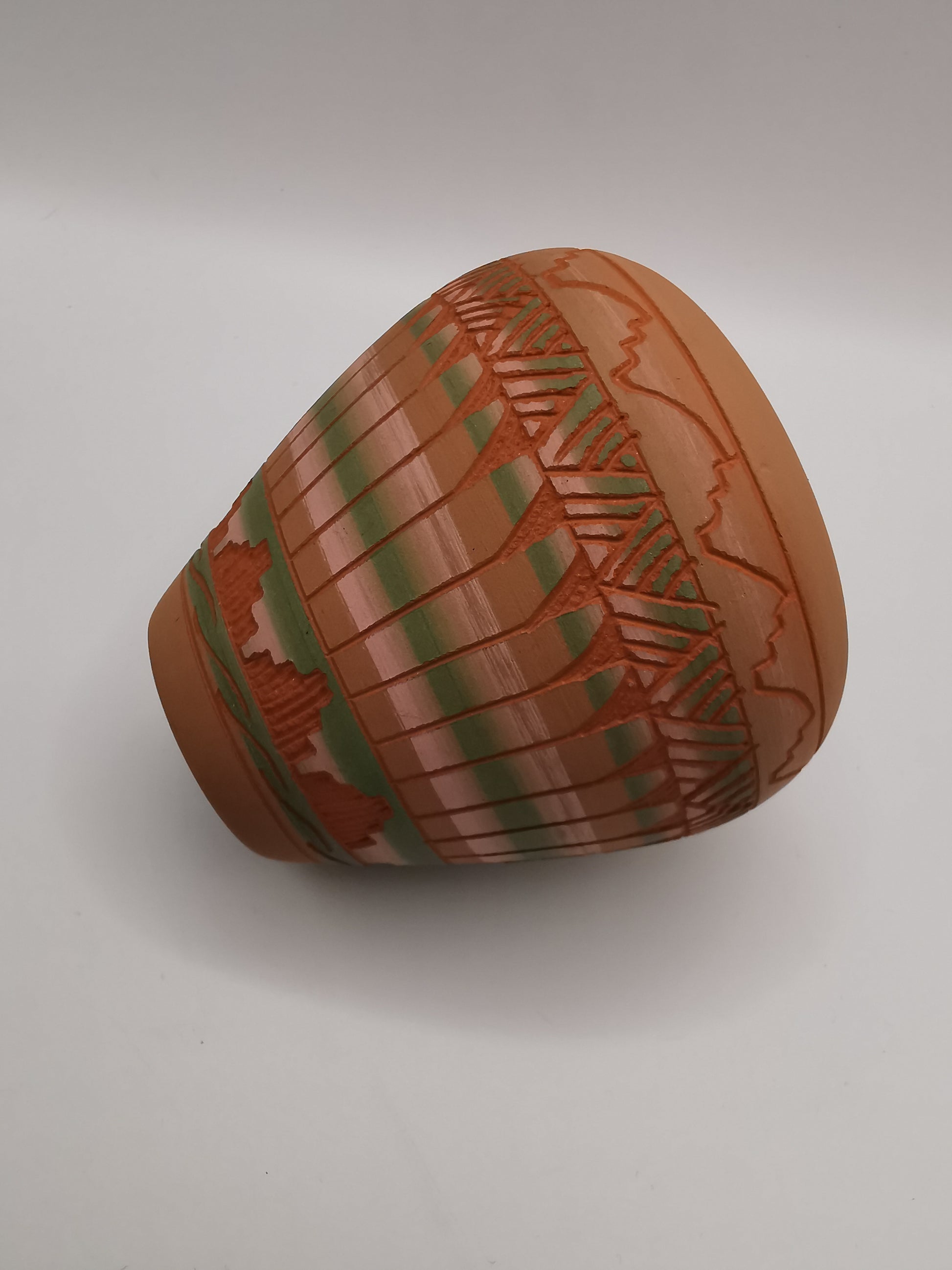 Vintage Signed LK Navajo Sgraffito Redware Pot Vase - Hand-Etched Native American Art, 1999