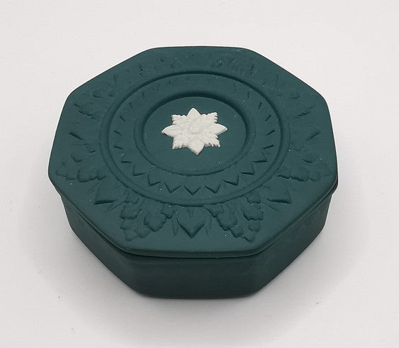 Vintage Wedgwood Teal Green Jasperware Octagonal Trinket Box (c. 1984–1989)