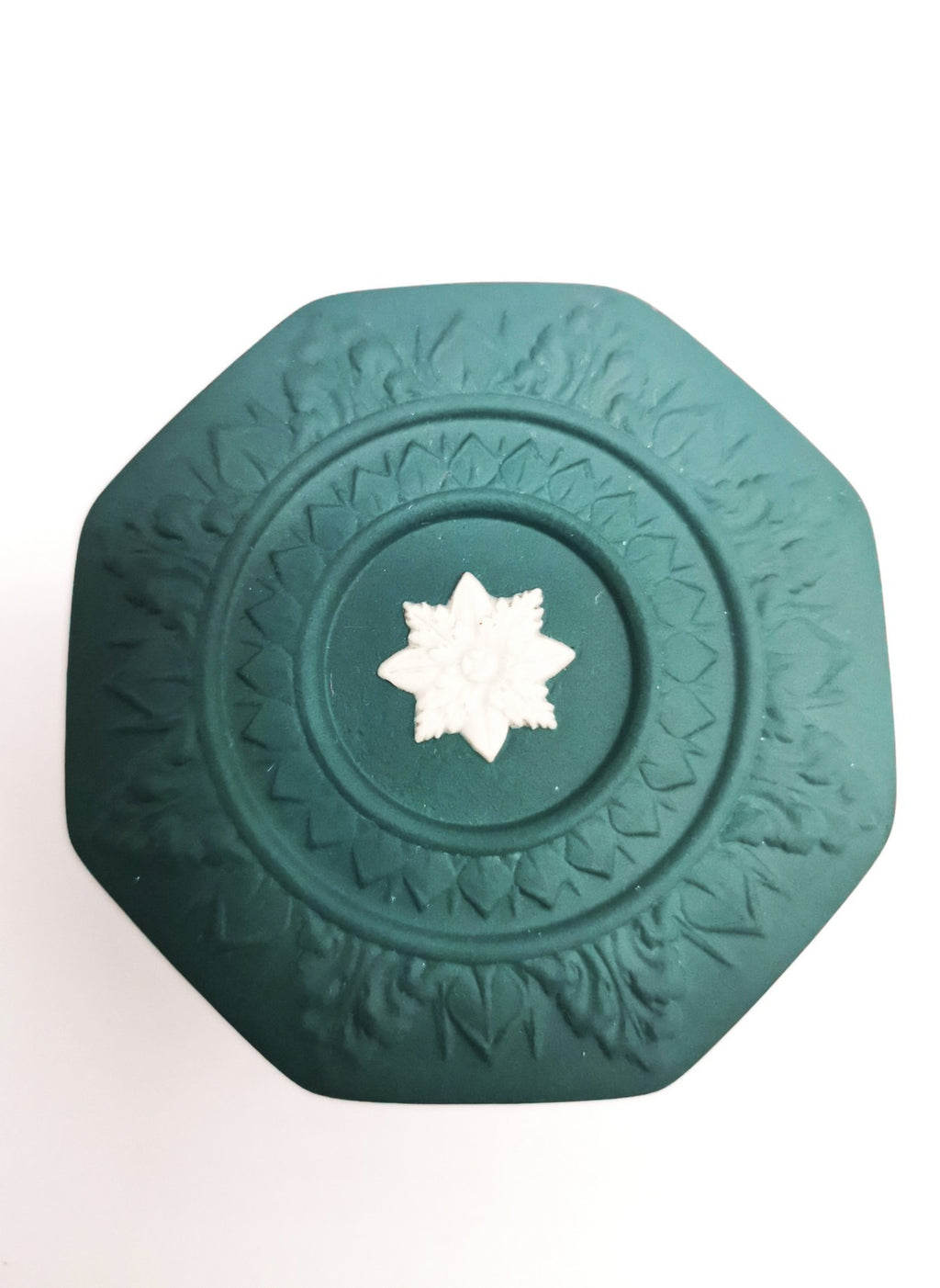 Vintage Wedgwood Teal Green Jasperware Octagonal Trinket Box (c. 1984–1989)