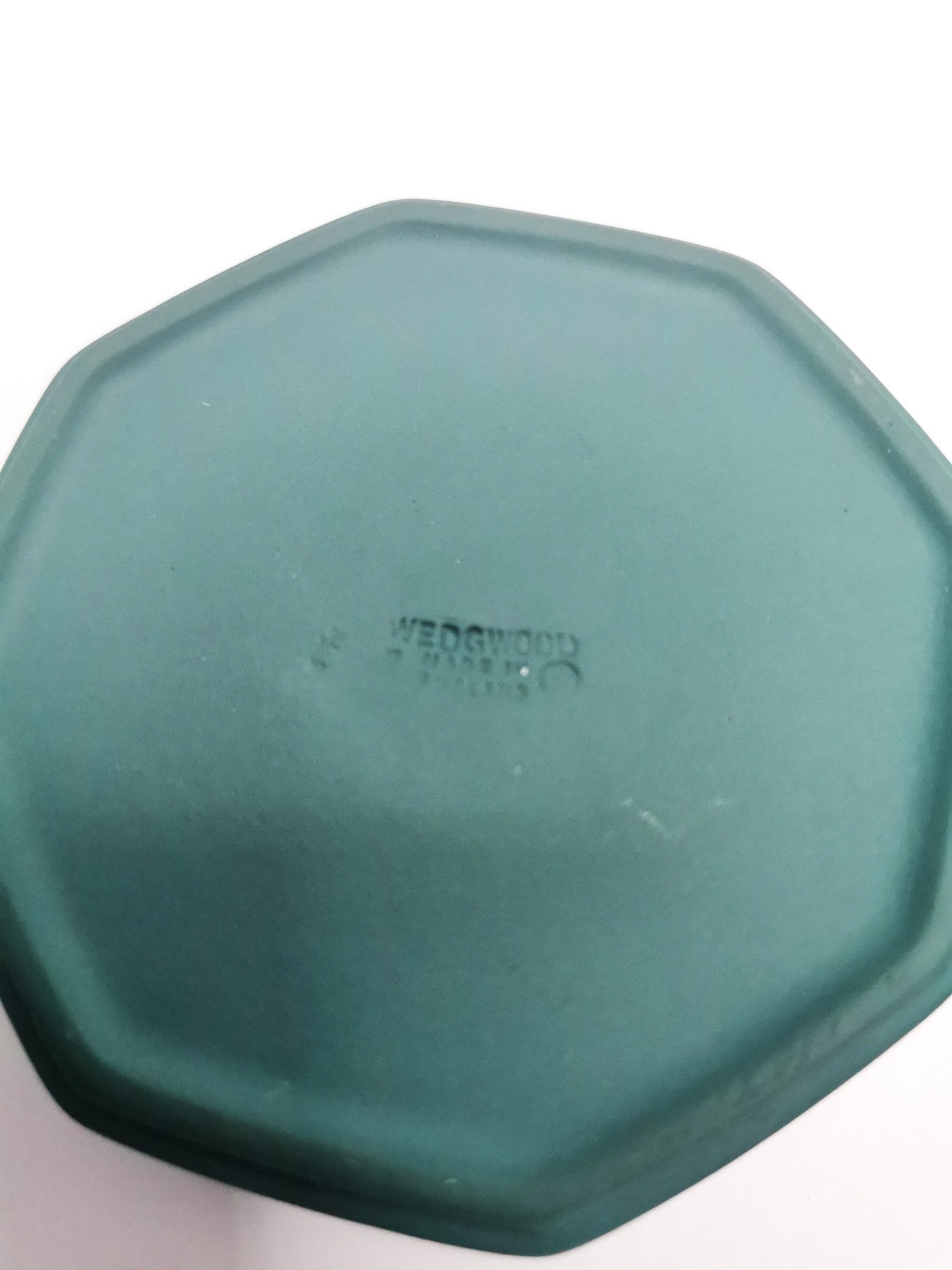Vintage Wedgwood Teal Green Jasperware Octagonal Trinket Box (c. 1984–1989)