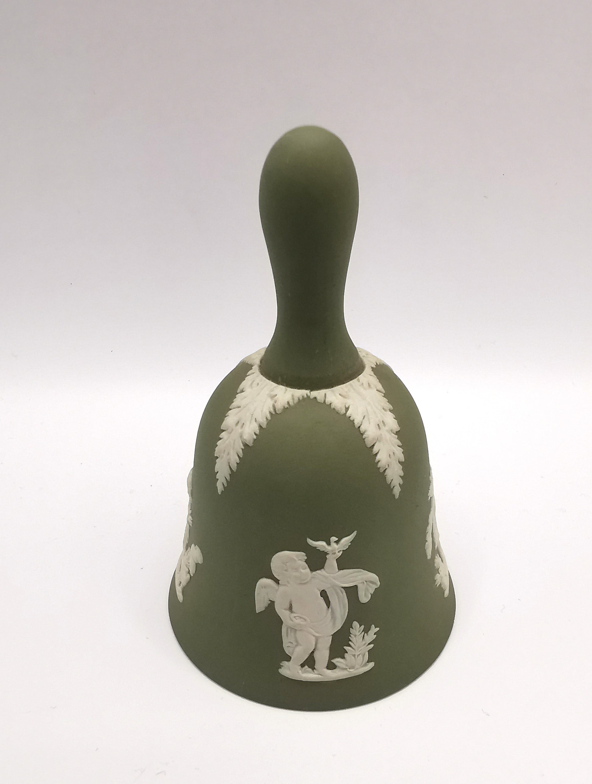 Vintage Wedgwood Sage Green Jasperware Table Bell - 10.5cm Height
