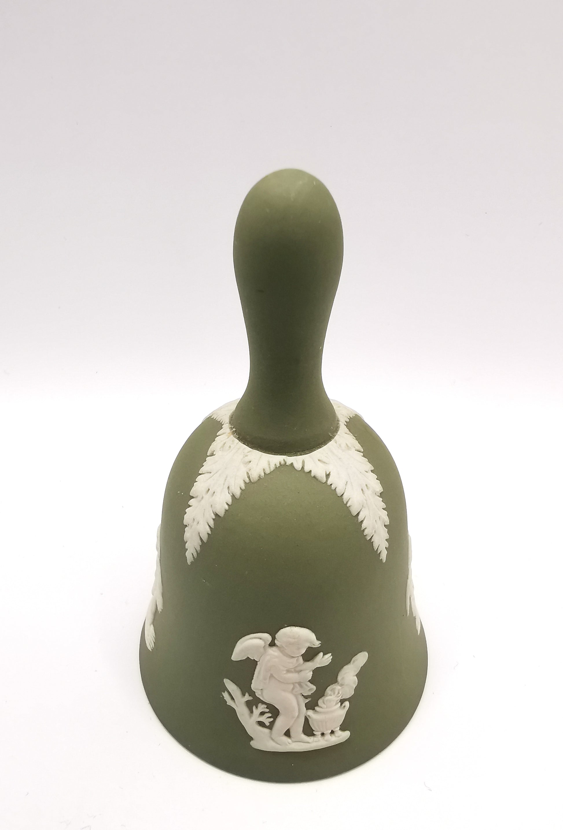 Vintage Wedgwood Sage Green Jasperware Table Bell - 10.5cm Height