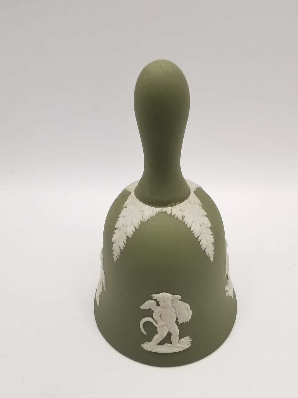 Vintage Wedgwood Sage Green Jasperware Table Bell - 10.5cm Height