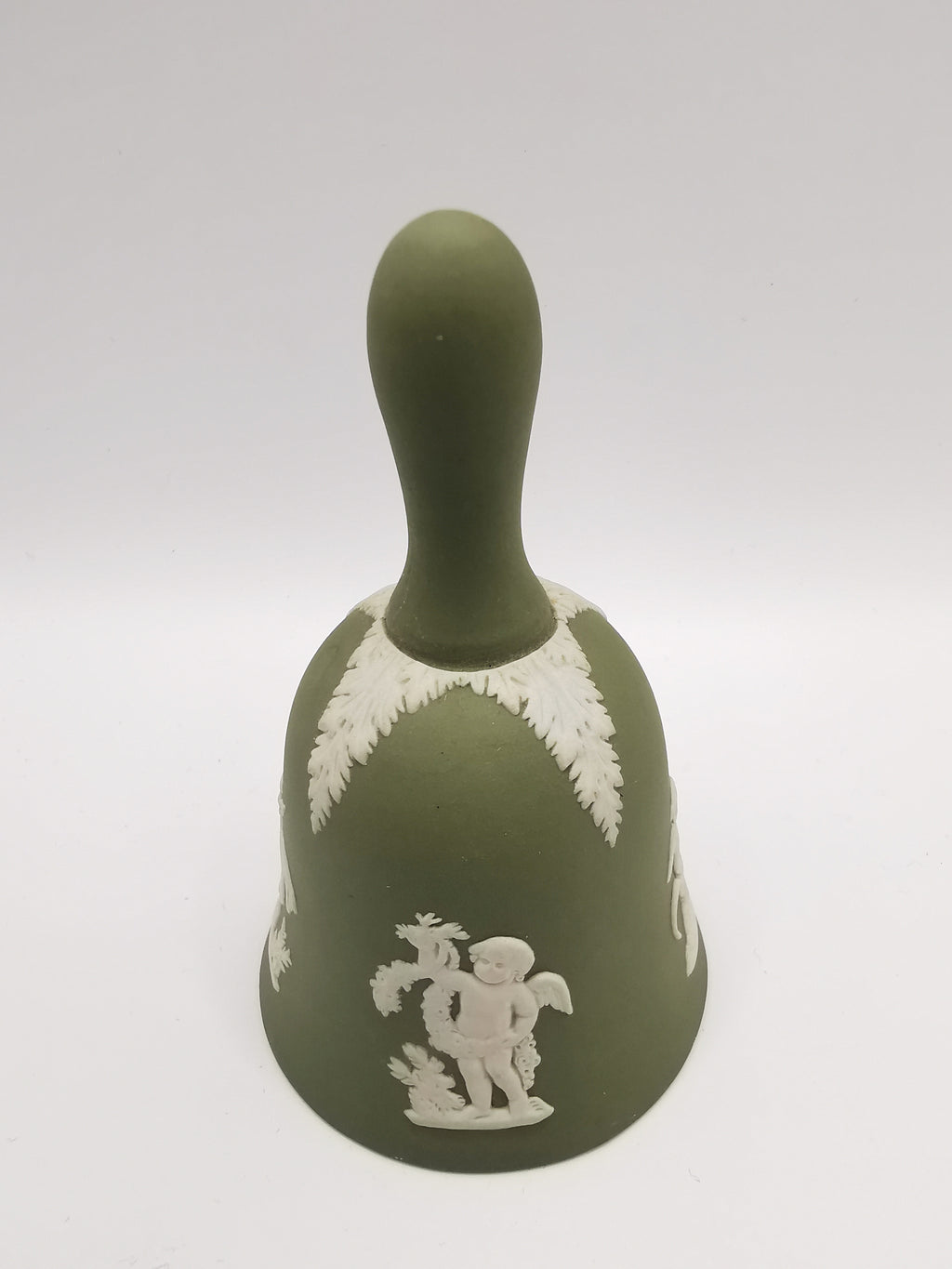 Vintage Wedgwood Sage Green Jasperware Table Bell - 10.5cm Height