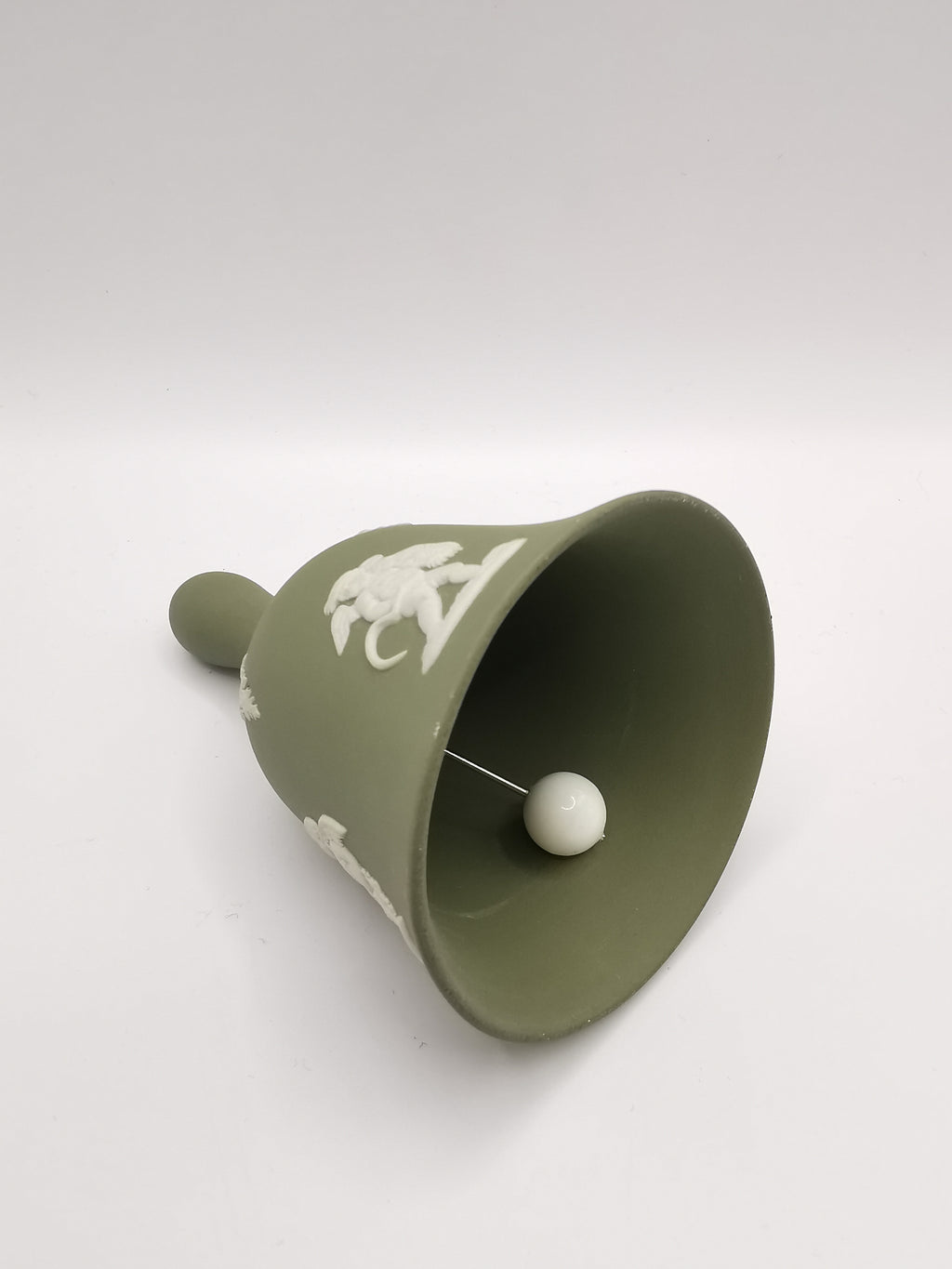 Vintage Wedgwood Sage Green Jasperware Table Bell - 10.5cm Height