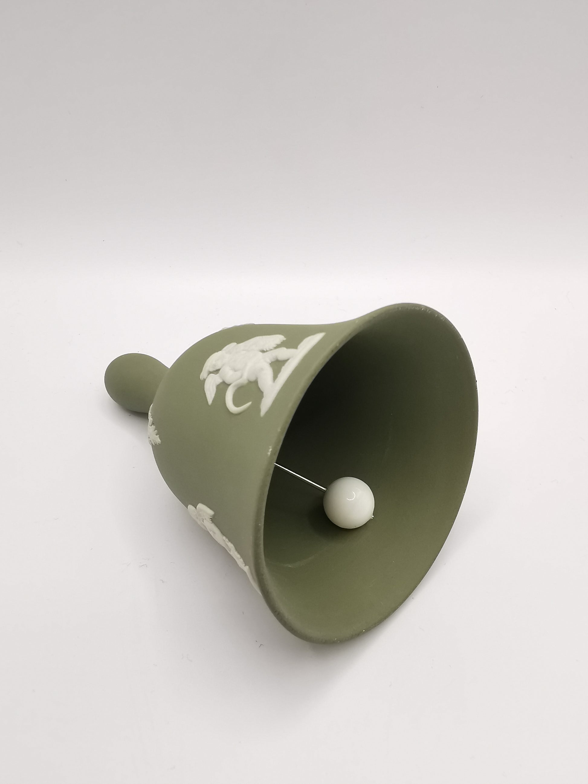 Vintage Wedgwood Sage Green Jasperware Table Bell - 10.5cm Height