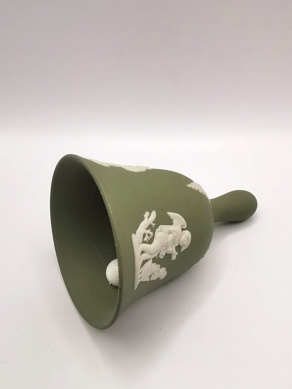 Vintage Wedgwood Sage Green Jasperware Table Bell - 10.5cm Height