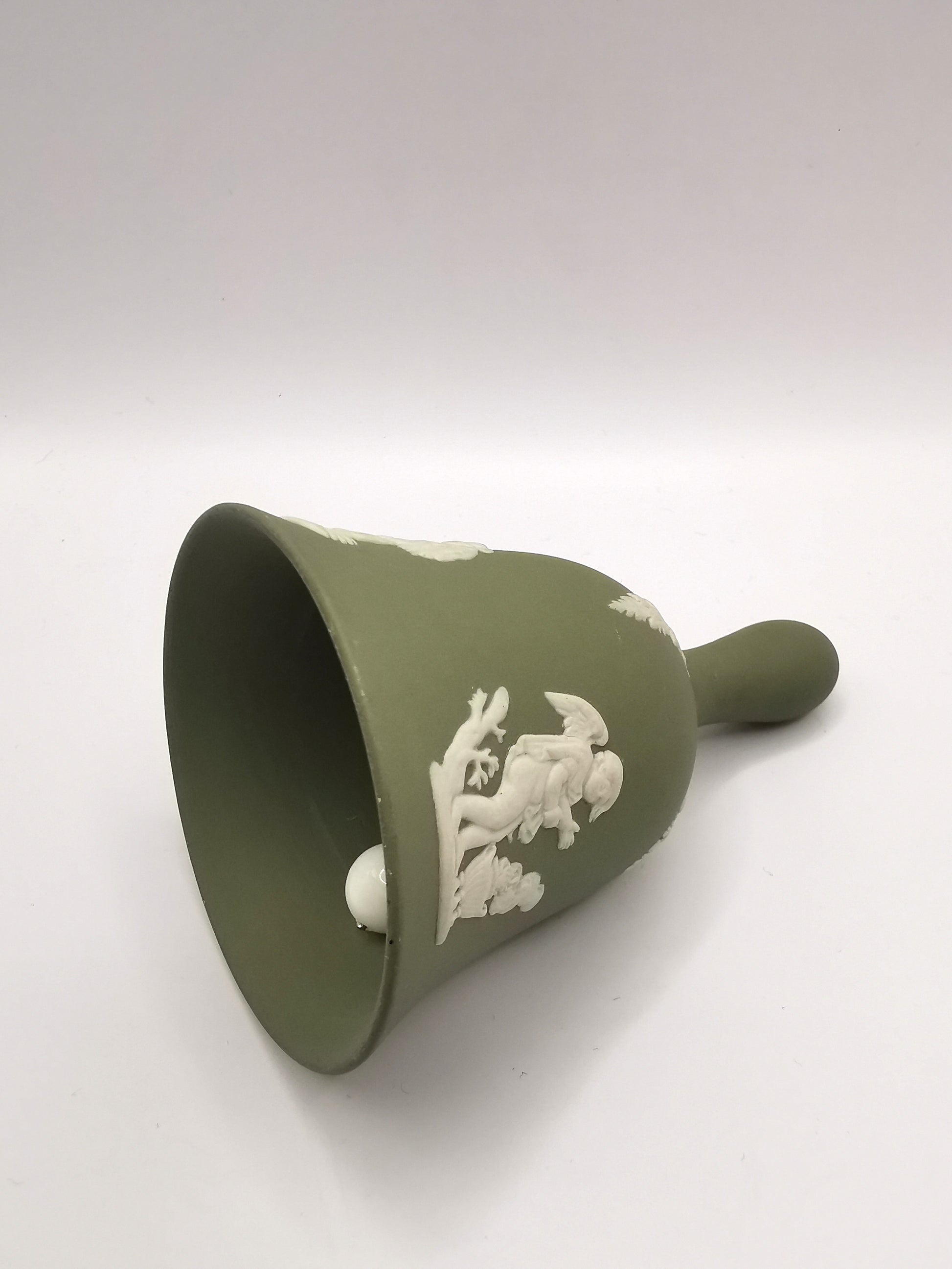 Vintage Wedgwood Sage Green Jasperware Table Bell - 10.5cm Height