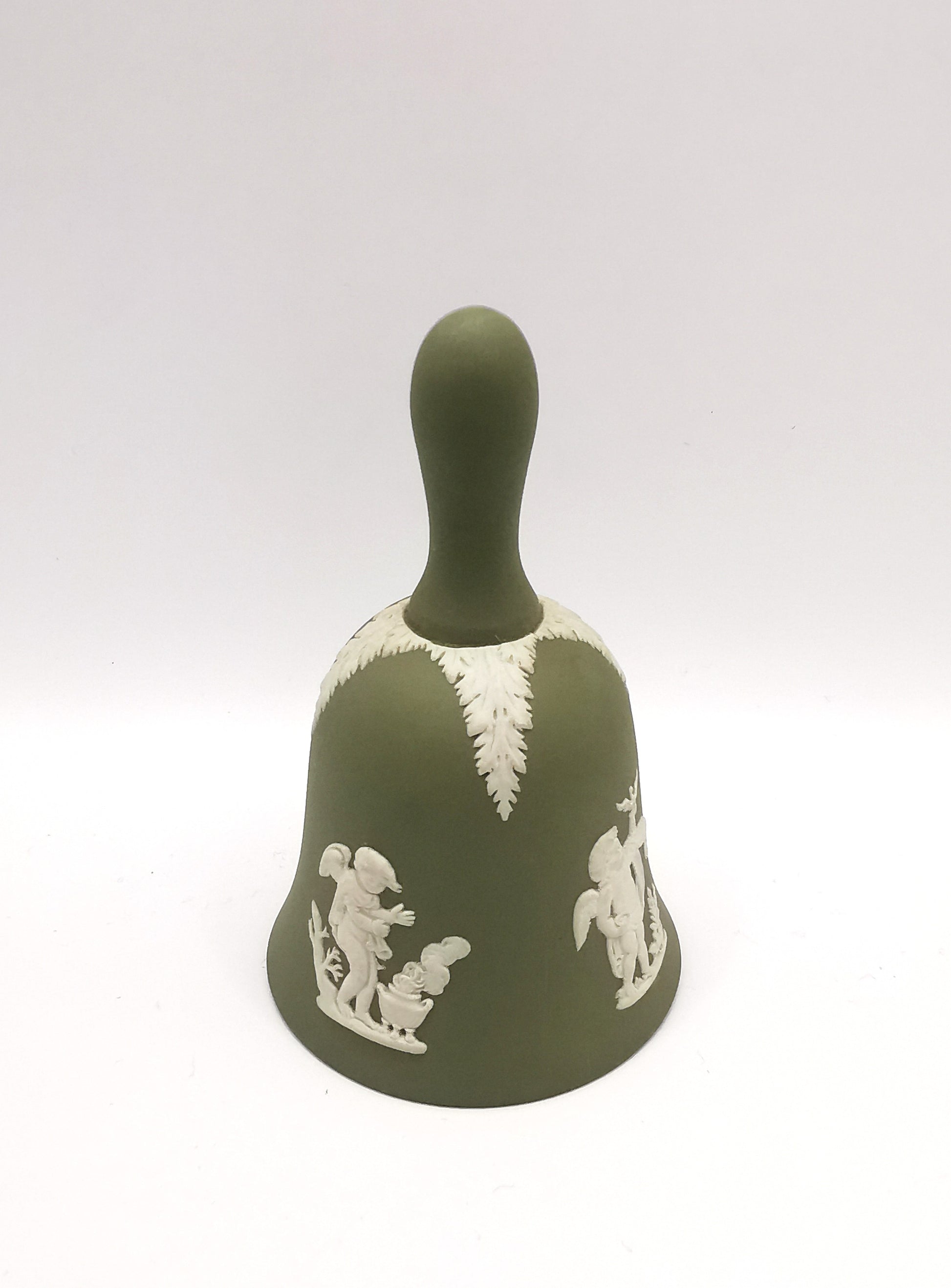 Vintage Wedgwood Sage Green Jasperware Table Bell - 10.5cm Height