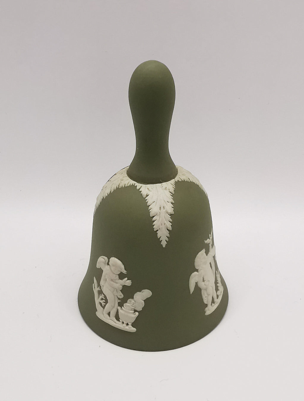 Vintage Wedgwood Sage Green Jasperware Table Bell - 10.5cm Height