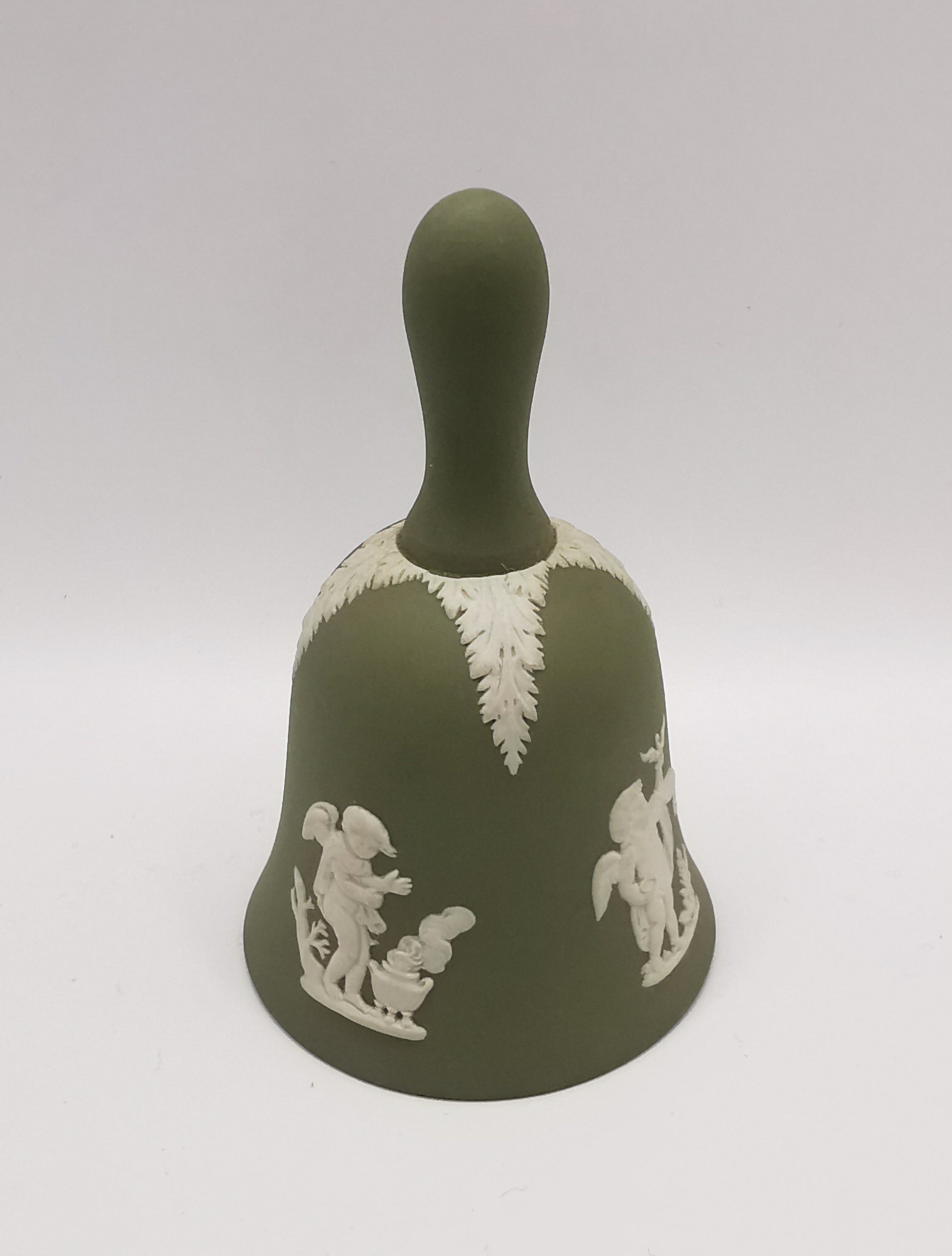 Vintage Wedgwood Sage Green Jasperware Table Bell - 10.5cm Height