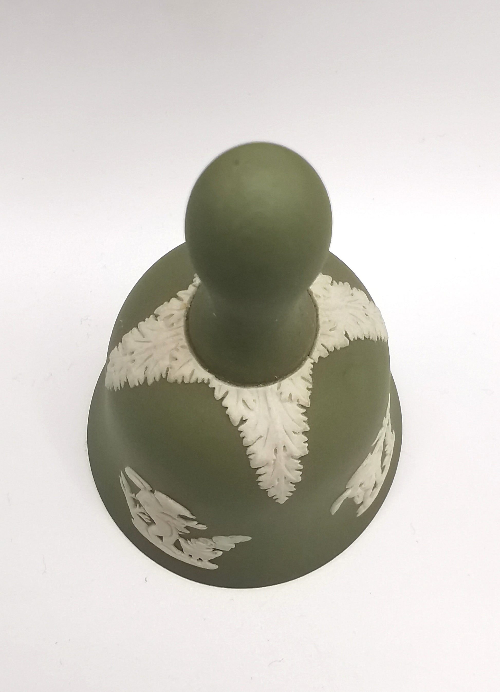 Vintage Wedgwood Sage Green Jasperware Table Bell - 10.5cm Height