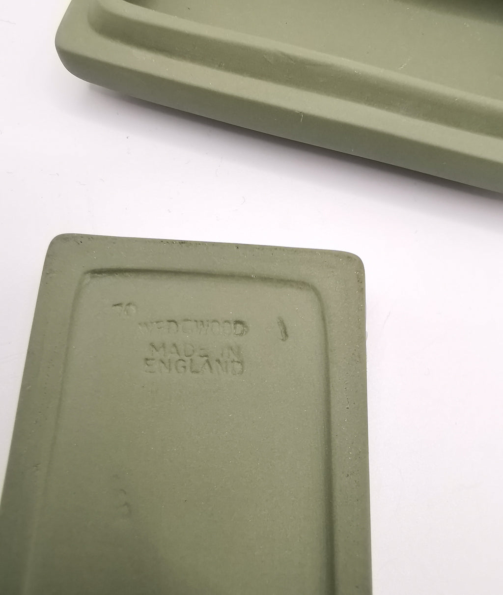Vintage Wedgwood Sage Green Jasperware Rectangular Trinket Box