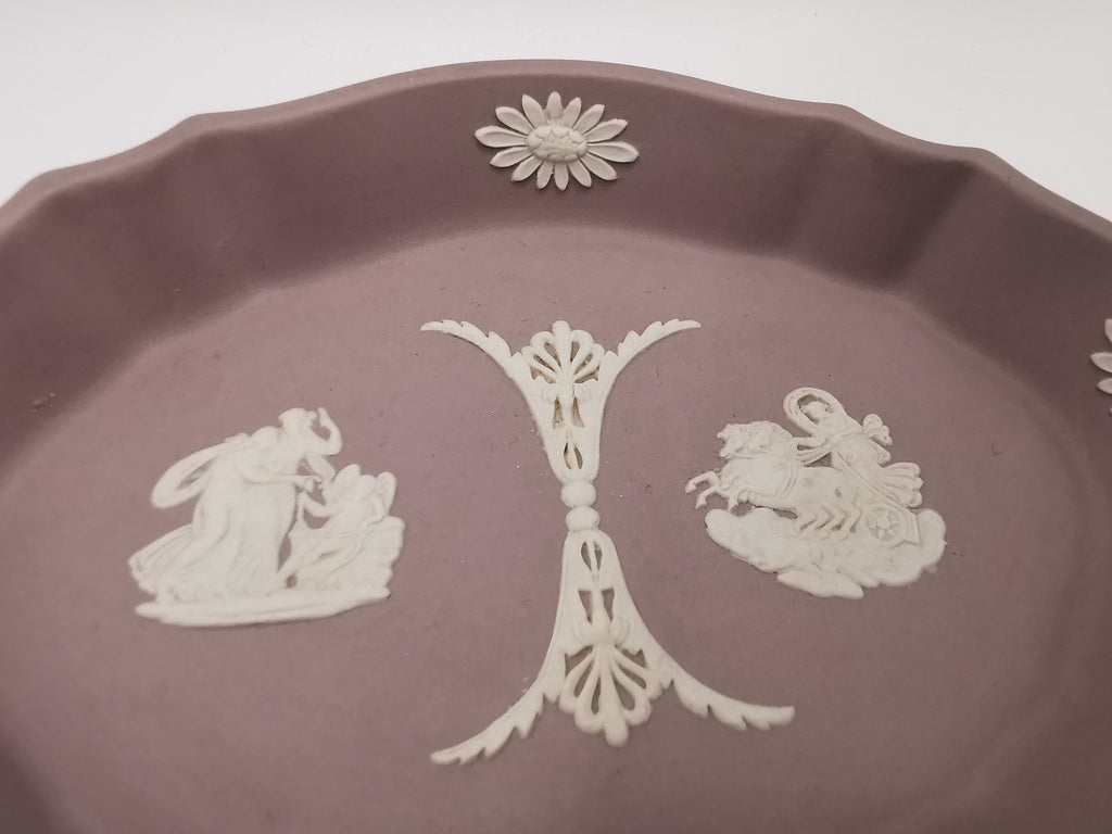 Vintage Wedgwood Lilac Jasperware Oval Scalloped Trinket Dish