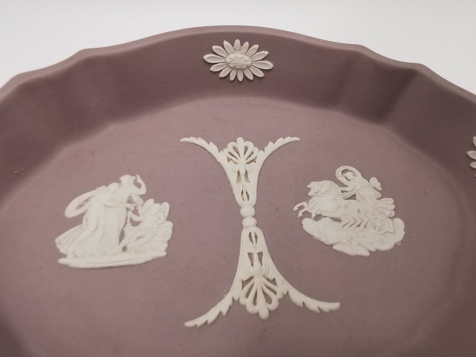 Vintage Wedgwood Lilac Jasperware Oval Scalloped Trinket Dish