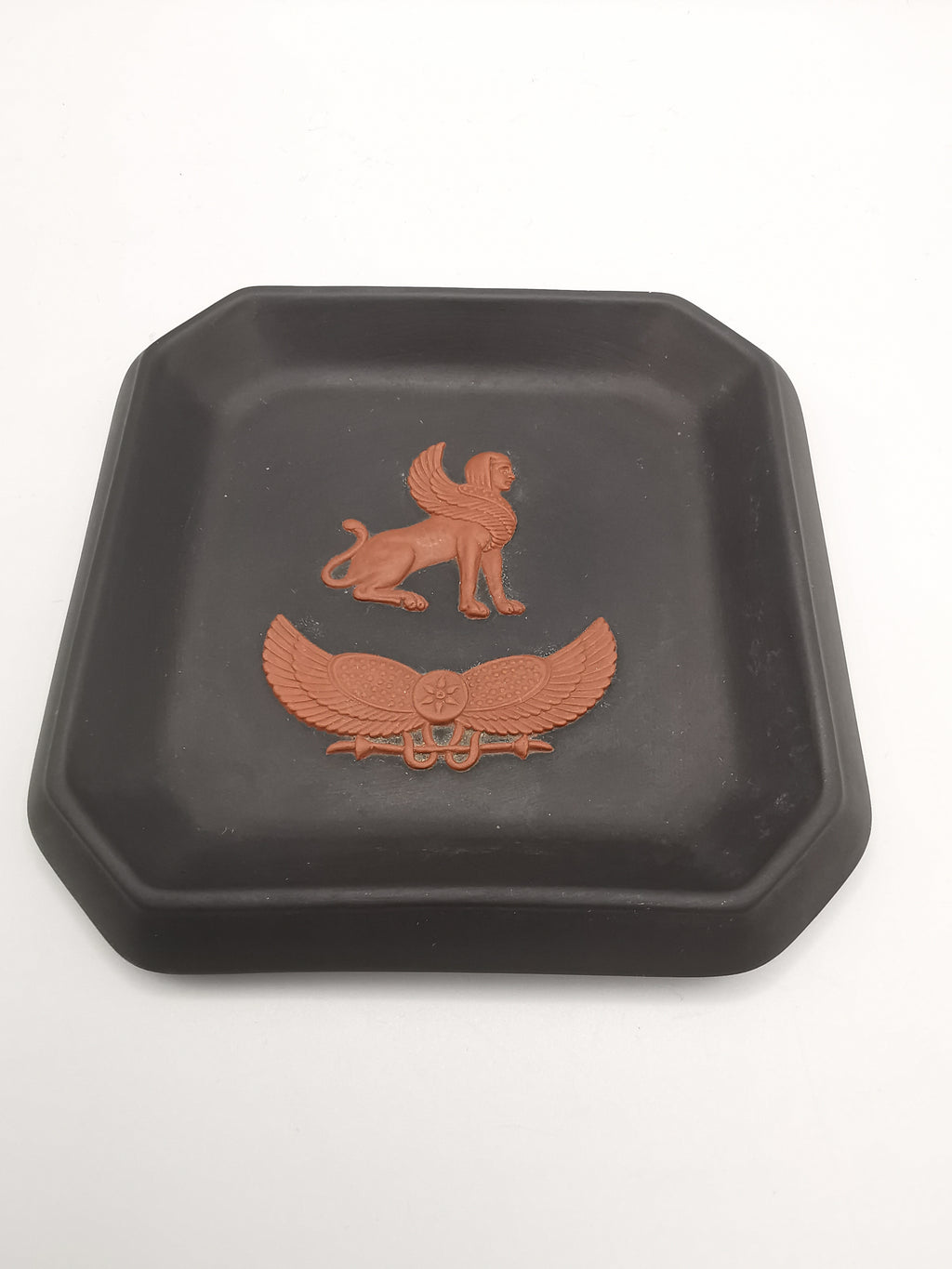 Wedgwood Black Basalt Egyptian Collection Sphinx Square Pin Tray / Trinket Dish
