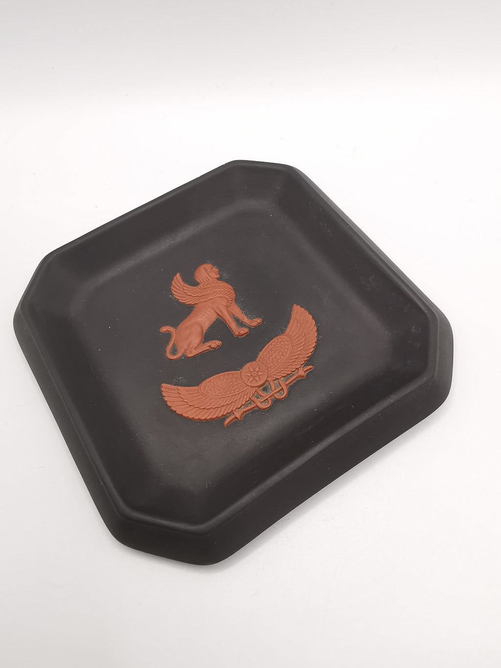 Wedgwood Black Basalt Egyptian Collection Sphinx Square Pin Tray / Trinket Dish