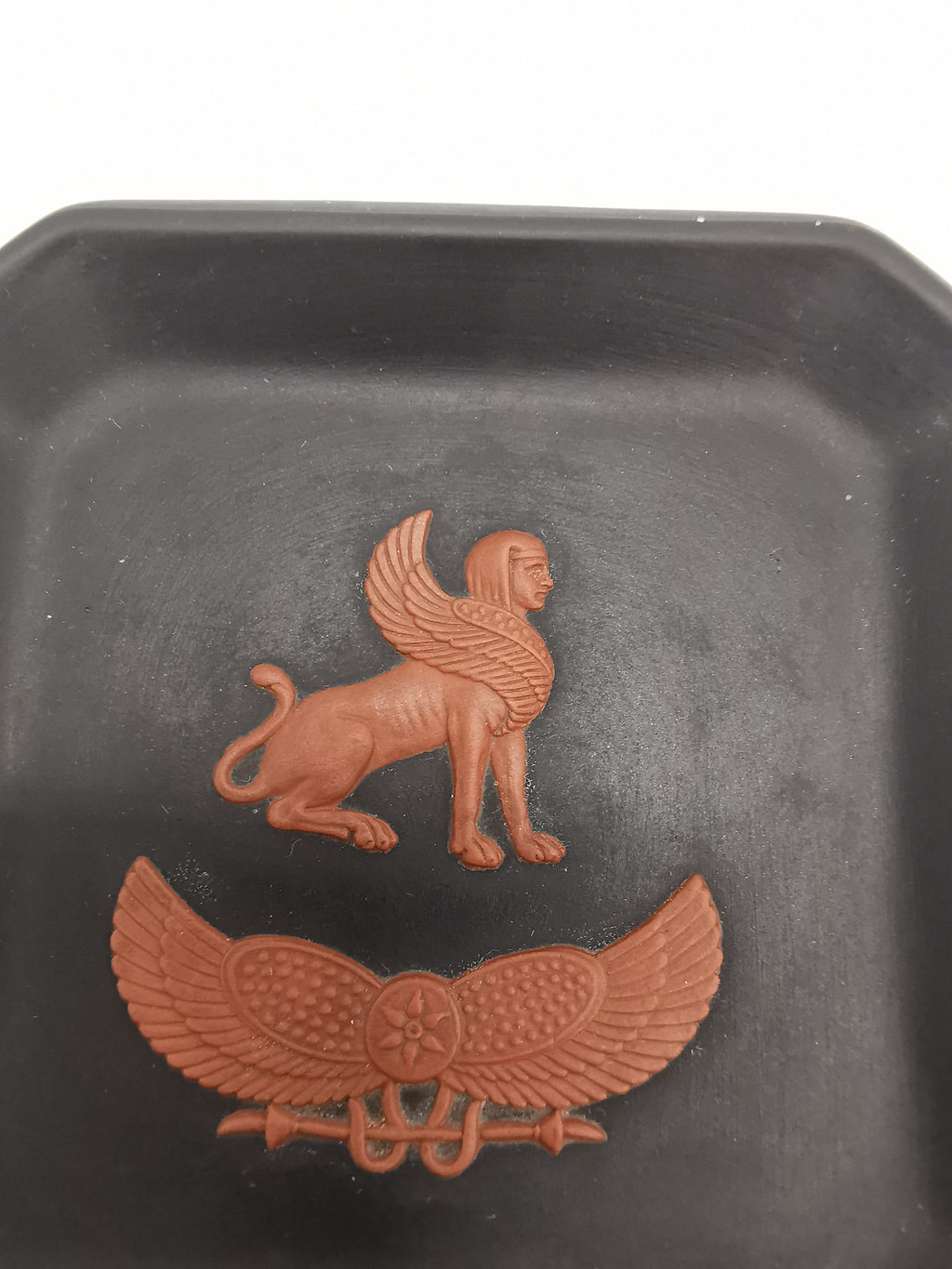 Wedgwood Black Basalt Egyptian Collection Sphinx Square Pin Tray / Trinket Dish