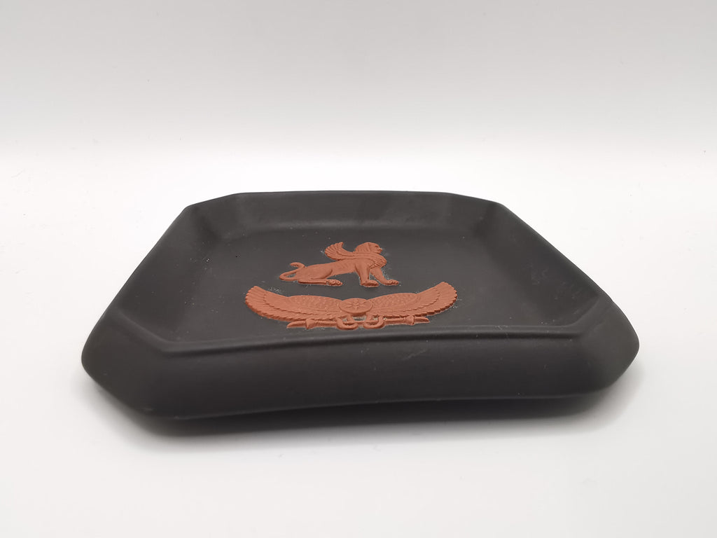Wedgwood Black Basalt Egyptian Collection Sphinx Square Pin Tray / Trinket Dish