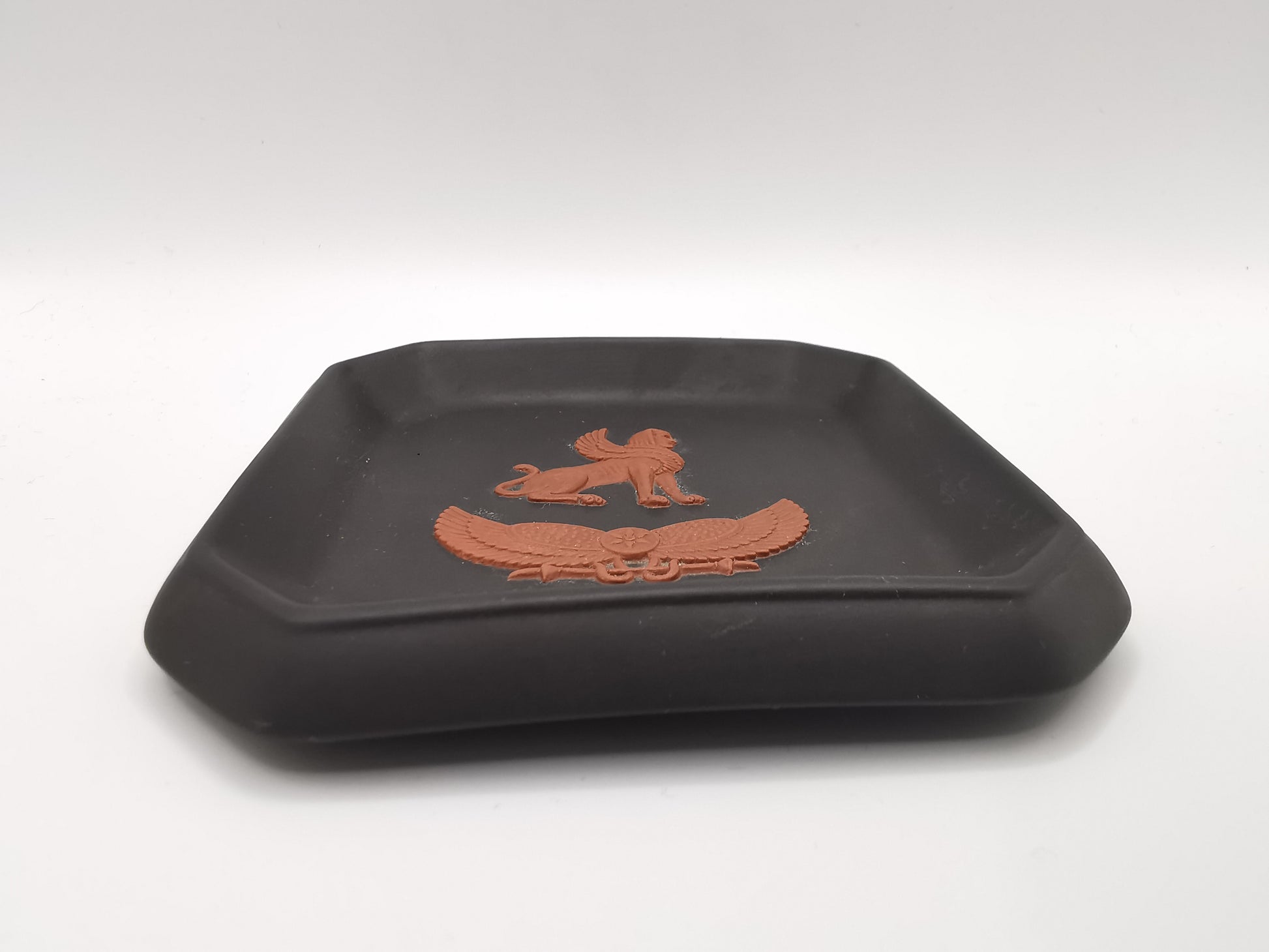 Wedgwood Black Basalt Egyptian Collection Sphinx Square Pin Tray / Trinket Dish