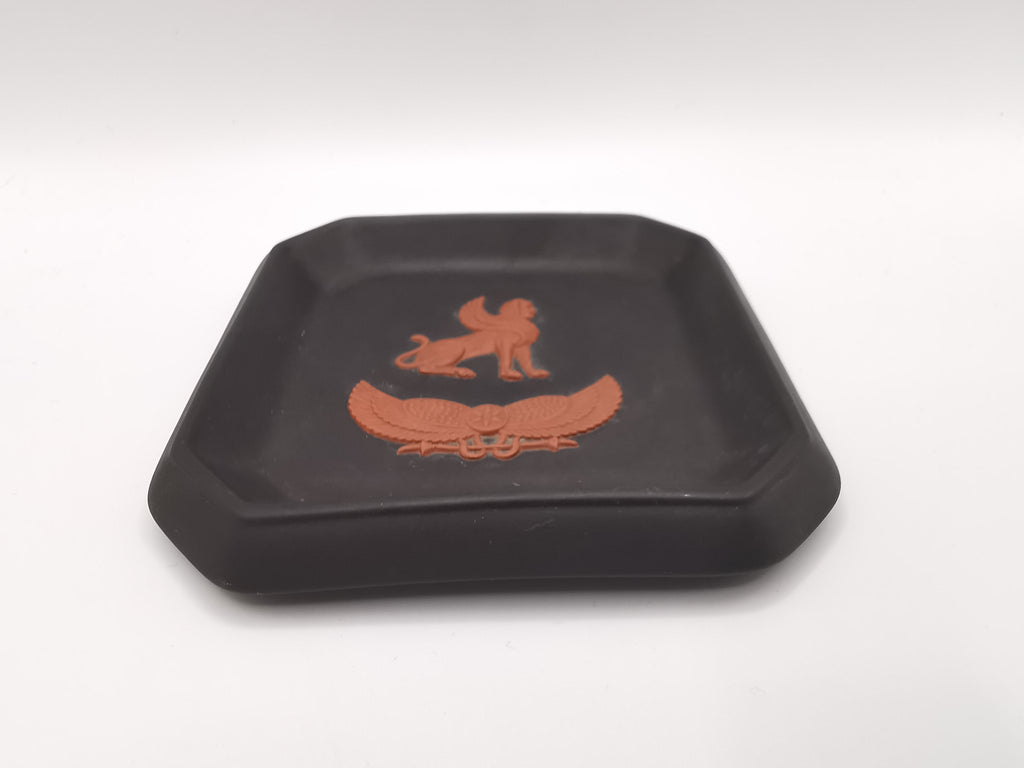 Wedgwood Black Basalt Egyptian Collection Sphinx Square Pin Tray / Trinket Dish