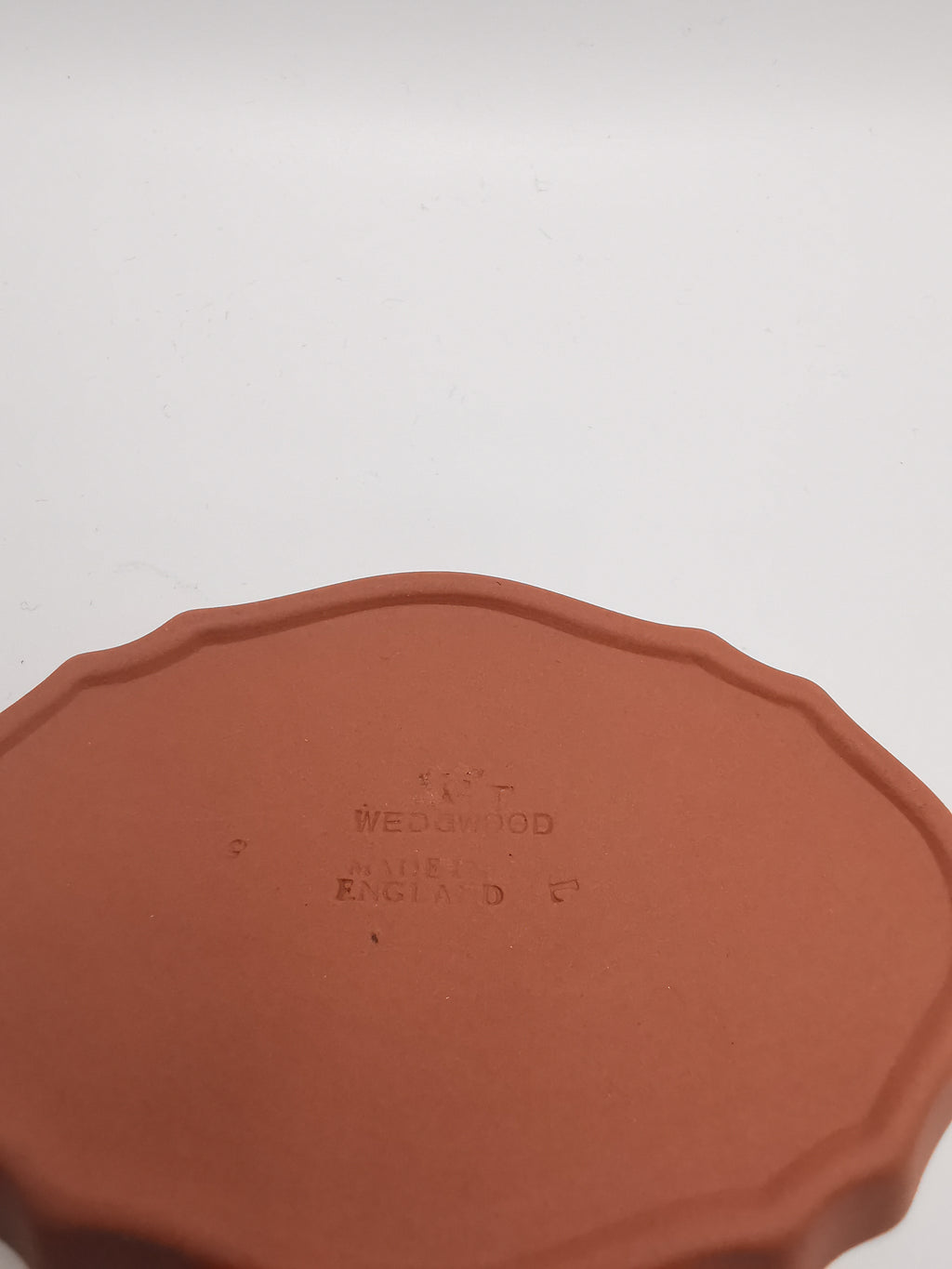 Vintage Wedgwood Terracotta Jasperware Scalloped Oval Pin Dish