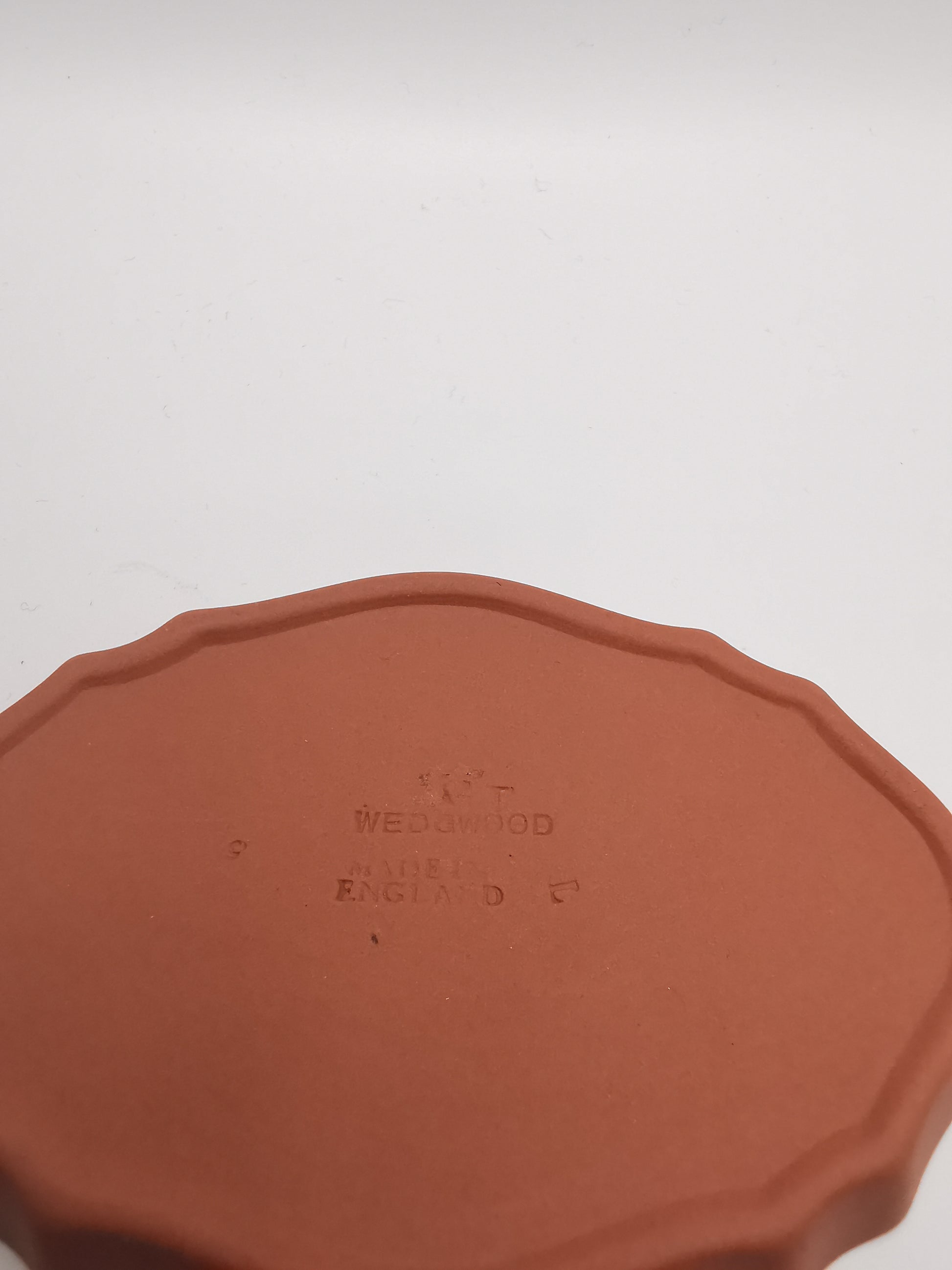 Vintage Wedgwood Terracotta Jasperware Scalloped Oval Pin Dish