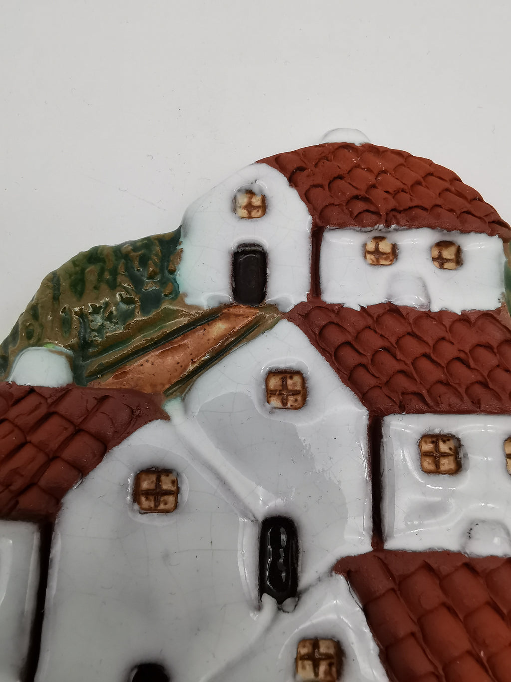 Vintage Portuguese Ceramic Village 3D Wall Plaque by Arcil Lousã, 1991
