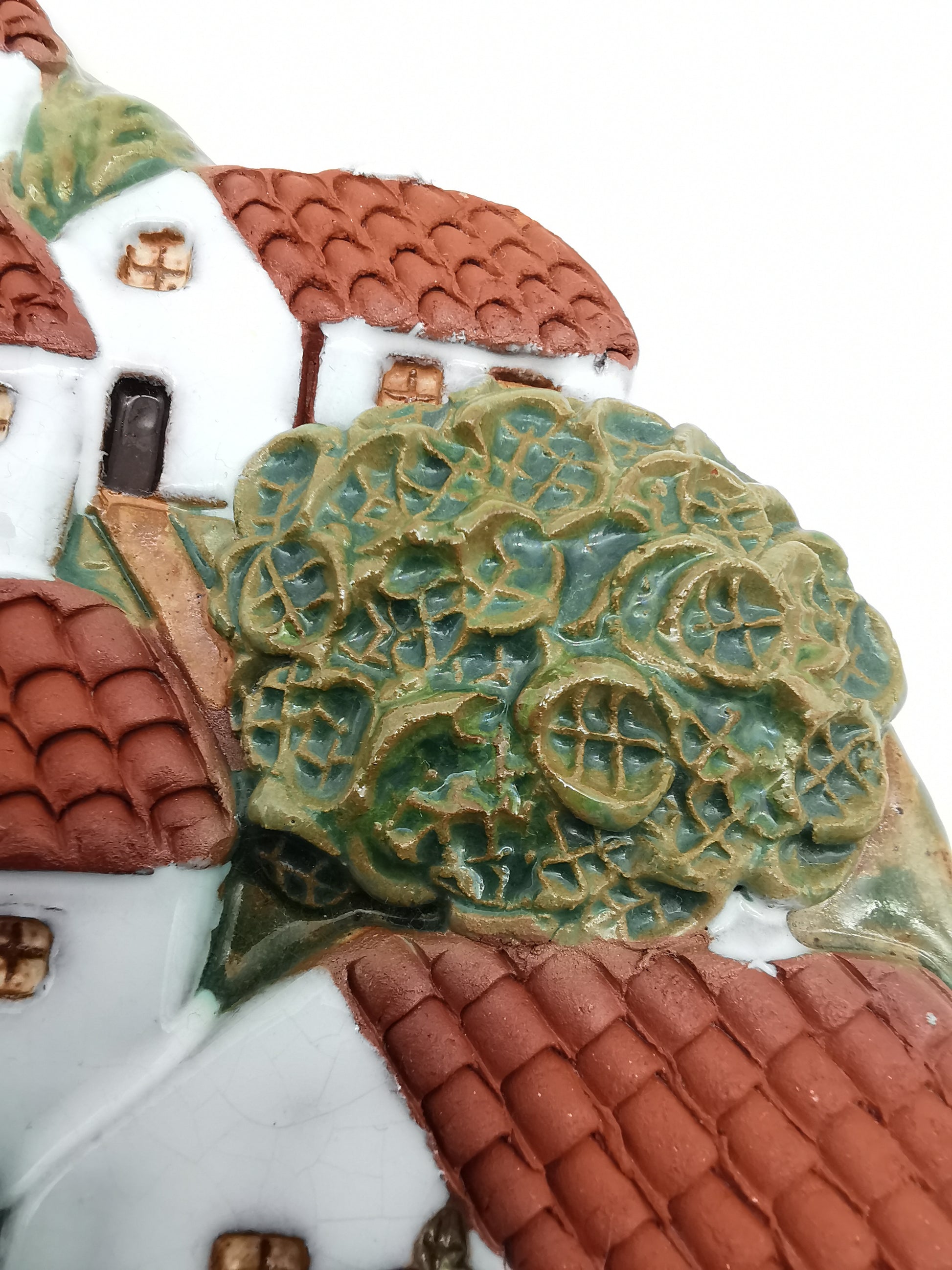 Vintage Portuguese Ceramic Village 3D Wall Plaque by Arcil Lousã, 1991