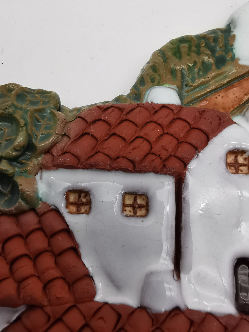Vintage Portuguese Ceramic Village 3D Wall Plaque by Arcil Lousã, 1991