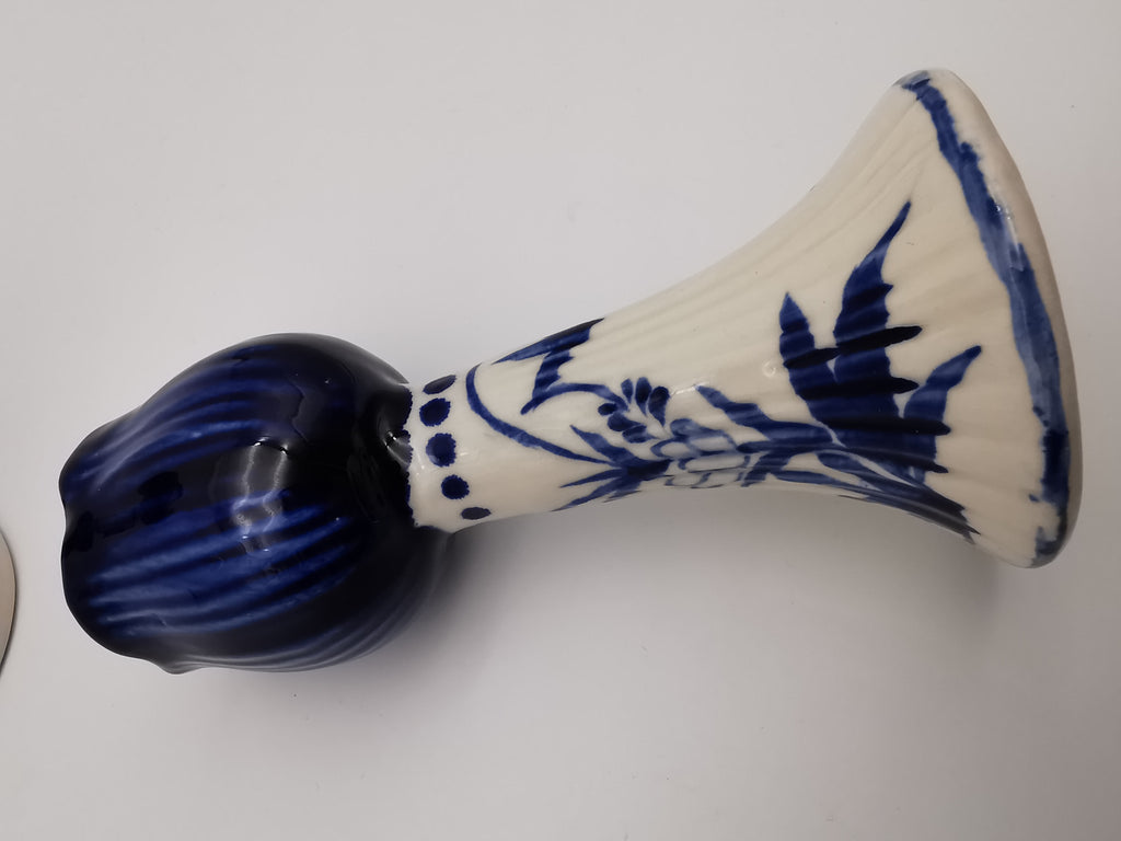 Pair of Vintage Delft Blue Hand-Painted Ceramic Tulip Candlestick Holders