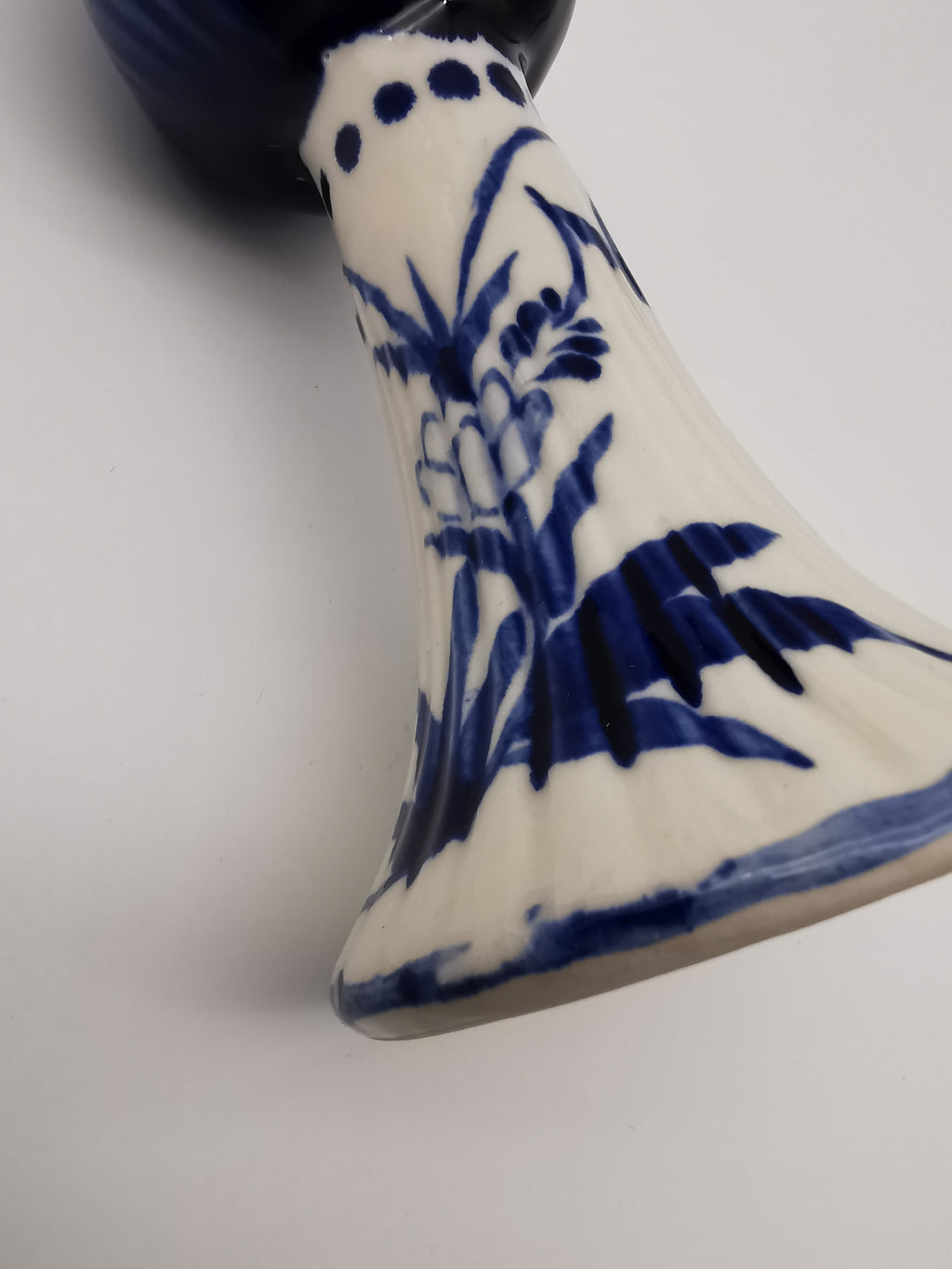 Pair of Vintage Delft Blue Hand-Painted Ceramic Tulip Candlestick Holders