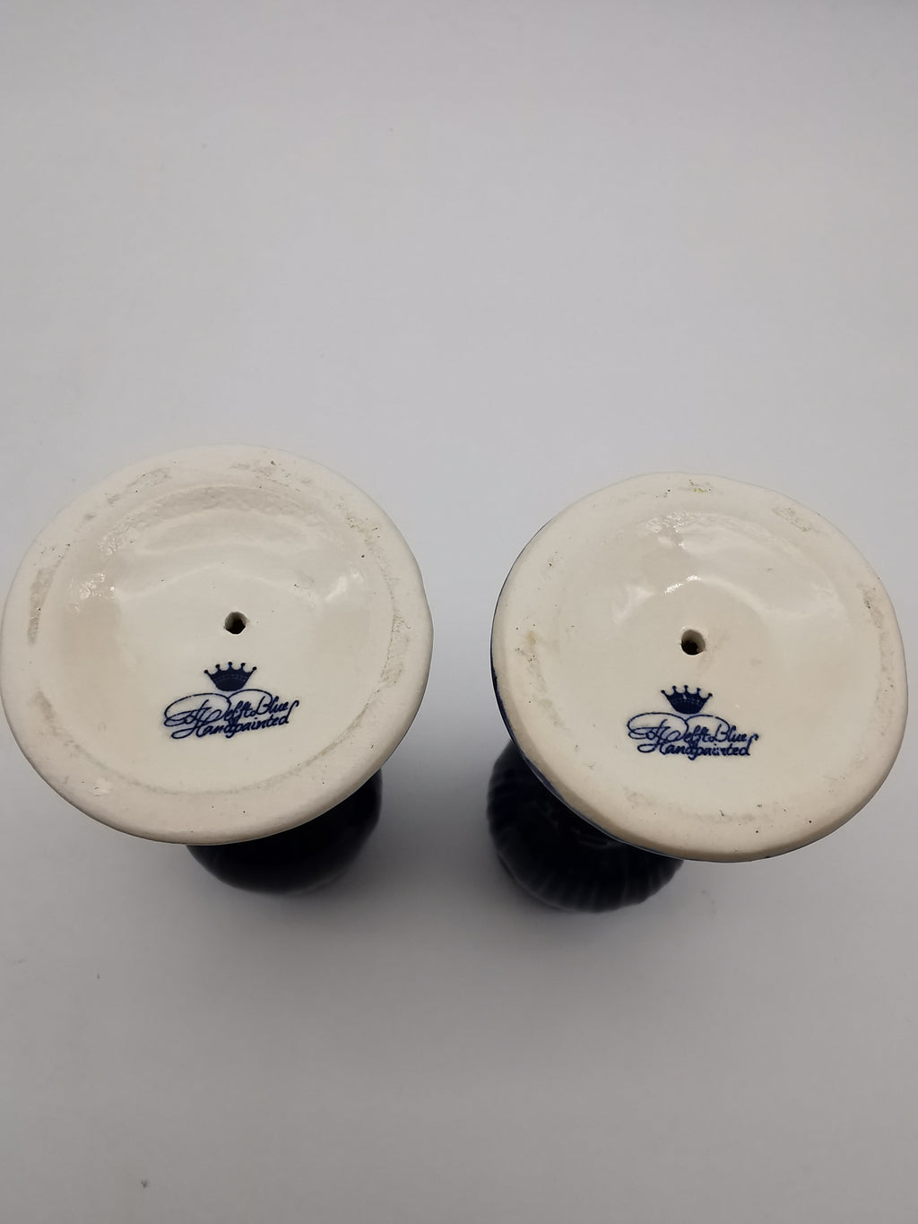 Pair of Vintage Delft Blue Hand-Painted Ceramic Tulip Candlestick Holders
