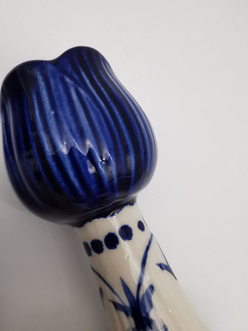 Pair of Vintage Delft Blue Hand-Painted Ceramic Tulip Candlestick Holders