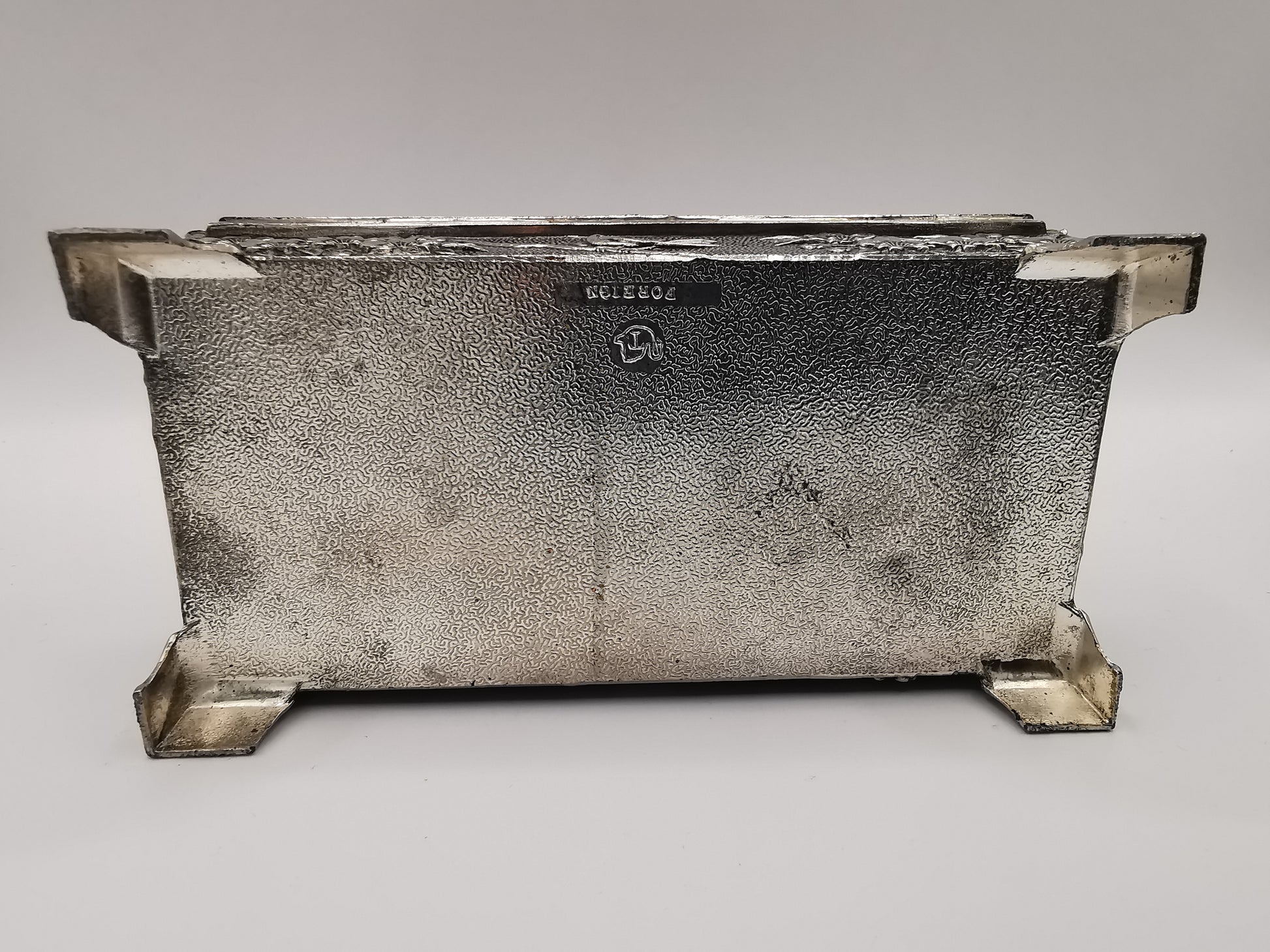 Silver Plated Metal Flowers and Birds Embossed Box, Foreign, Japan
