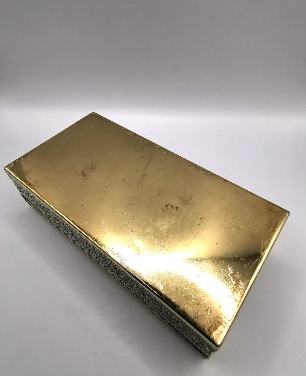 Antique/Vintage Kinco Brass Casket Box Intricate Indo-Persian Etched Motif