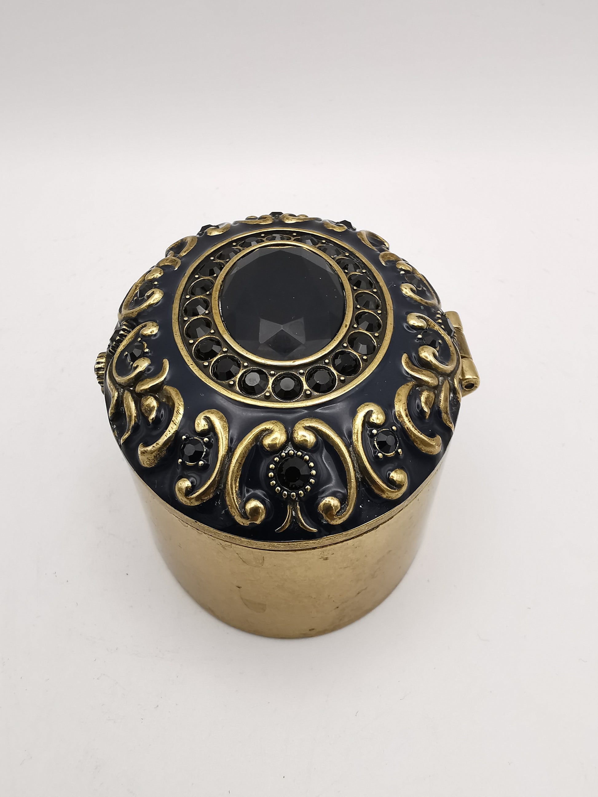 Brass and Enamel Ornate Oval Trinket Box
