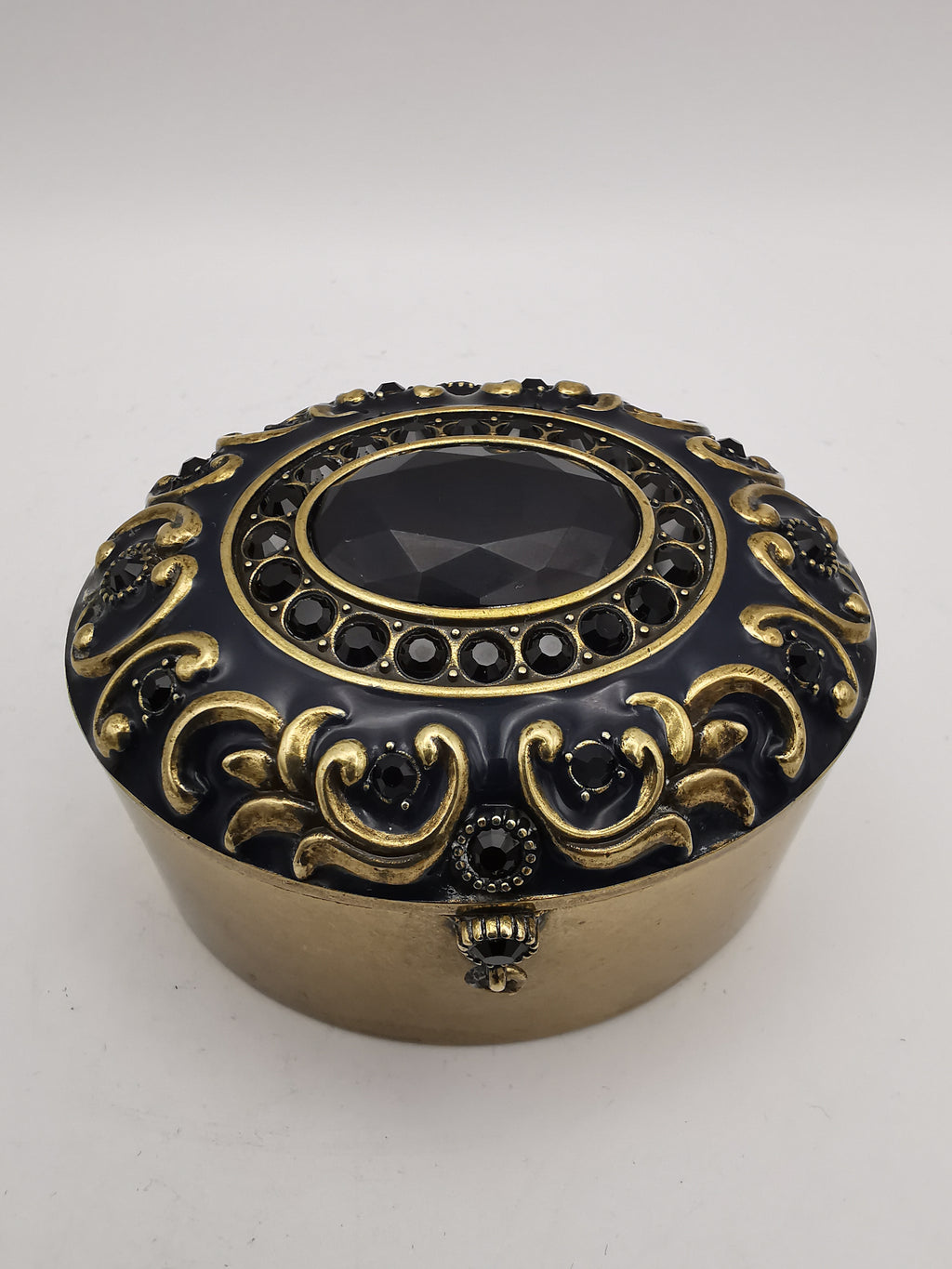 Brass and Enamel Ornate Oval Trinket Box