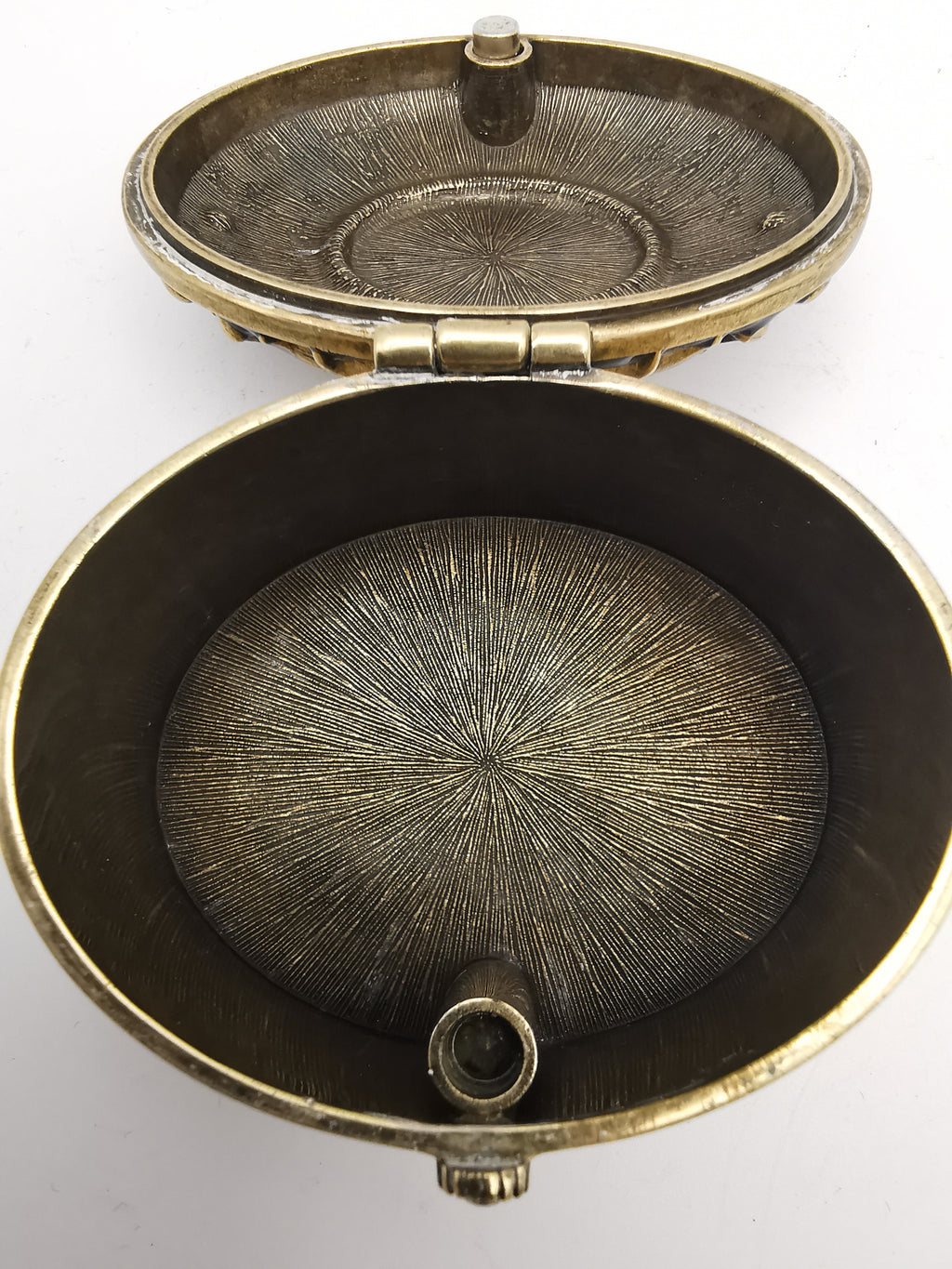 Brass and Enamel Ornate Oval Trinket Box