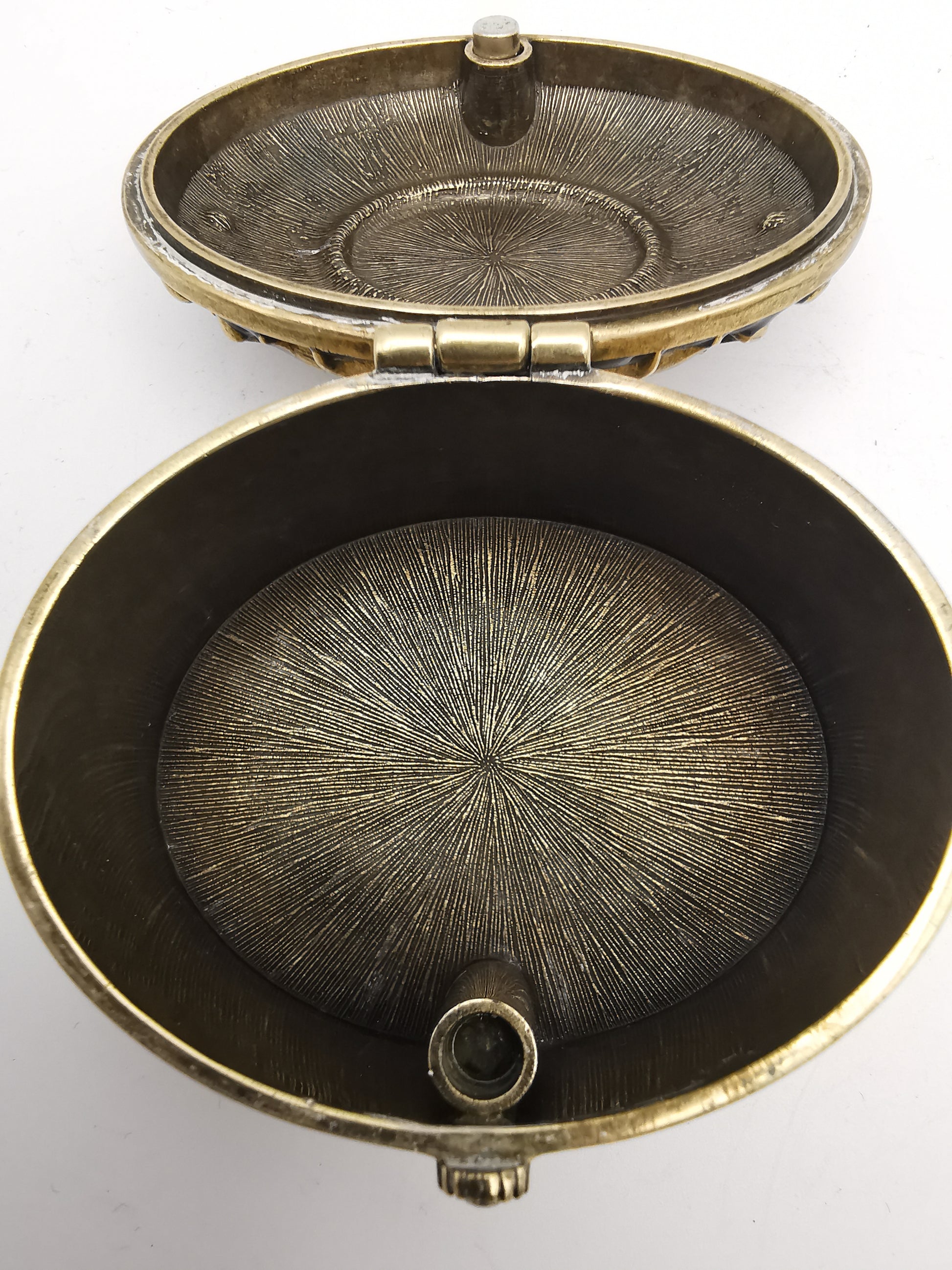 Brass and Enamel Ornate Oval Trinket Box