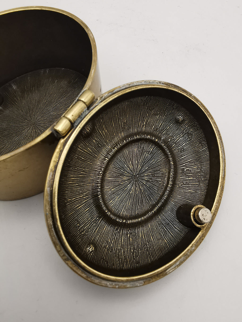 Brass and Enamel Ornate Oval Trinket Box