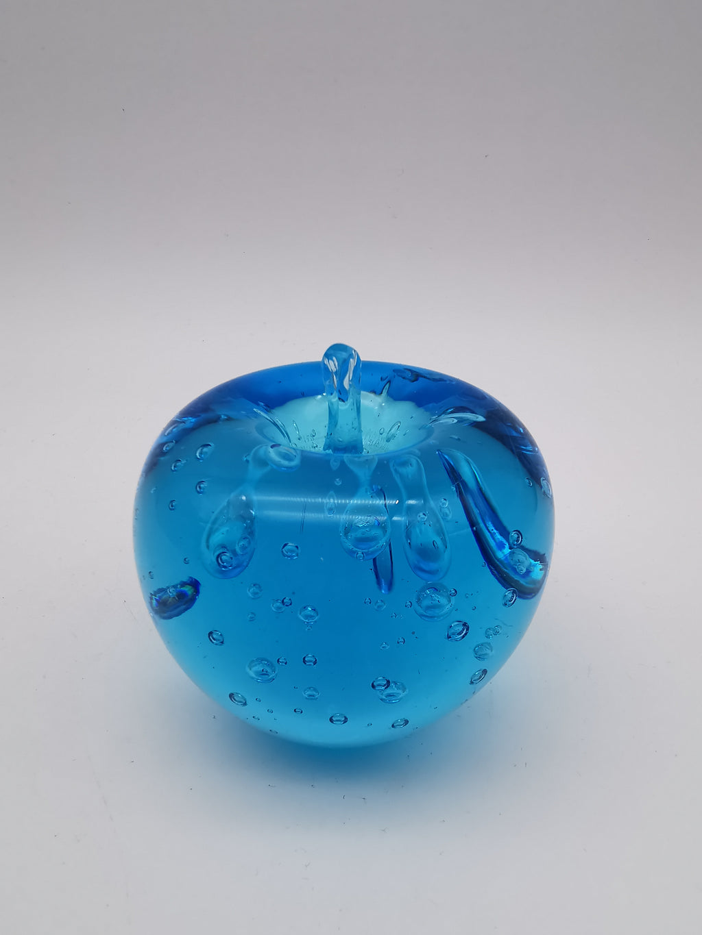 Vintage Blue Art Glass Apple Paperweight