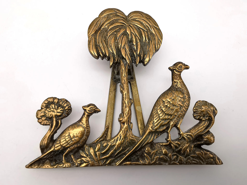 Vintage/Antique Brass Pheasant and Palm Tree Freestanding Easel Ornament