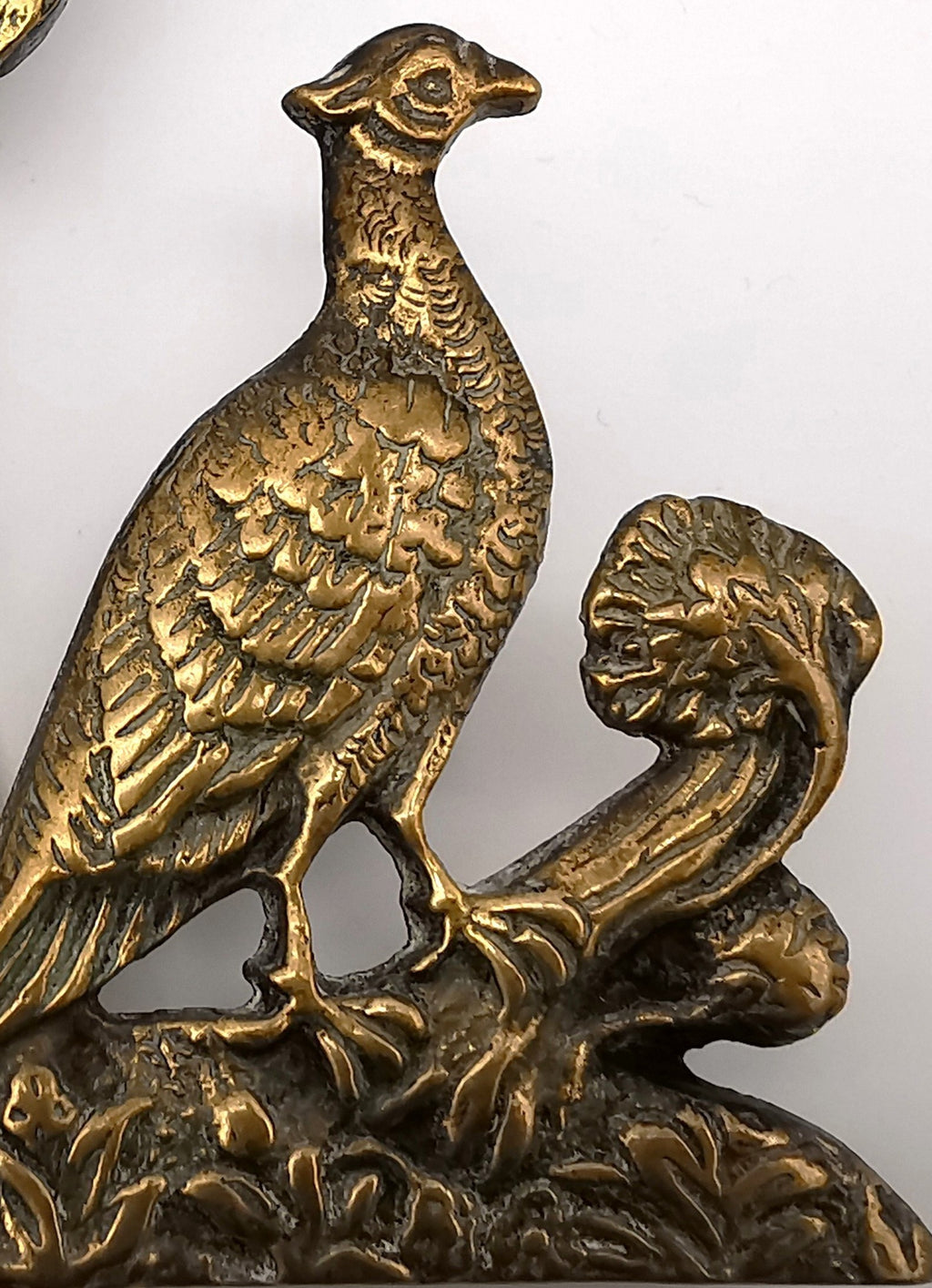 Vintage/Antique Brass Pheasant and Palm Tree Freestanding Easel Ornament