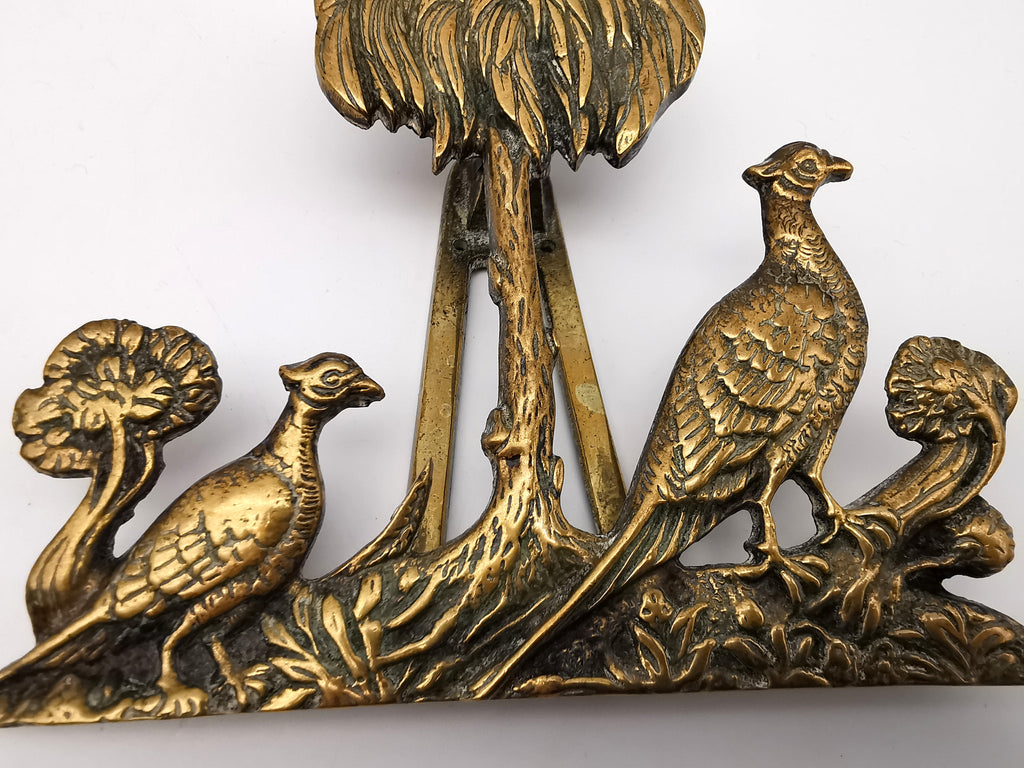Vintage/Antique Brass Pheasant and Palm Tree Freestanding Easel Ornament