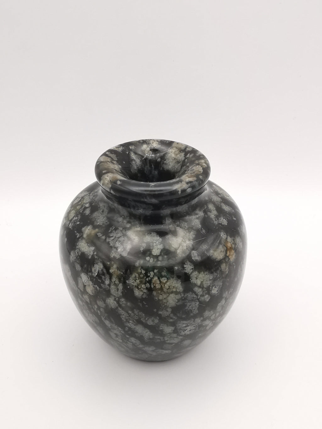 Small black speckled stone/marble vase
