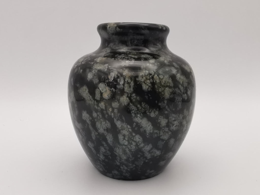Small black speckled stone/marble vase