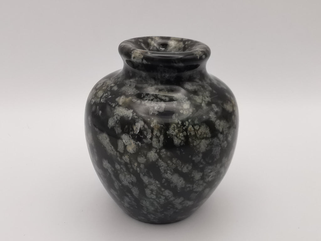 Small black speckled stone/marble vase