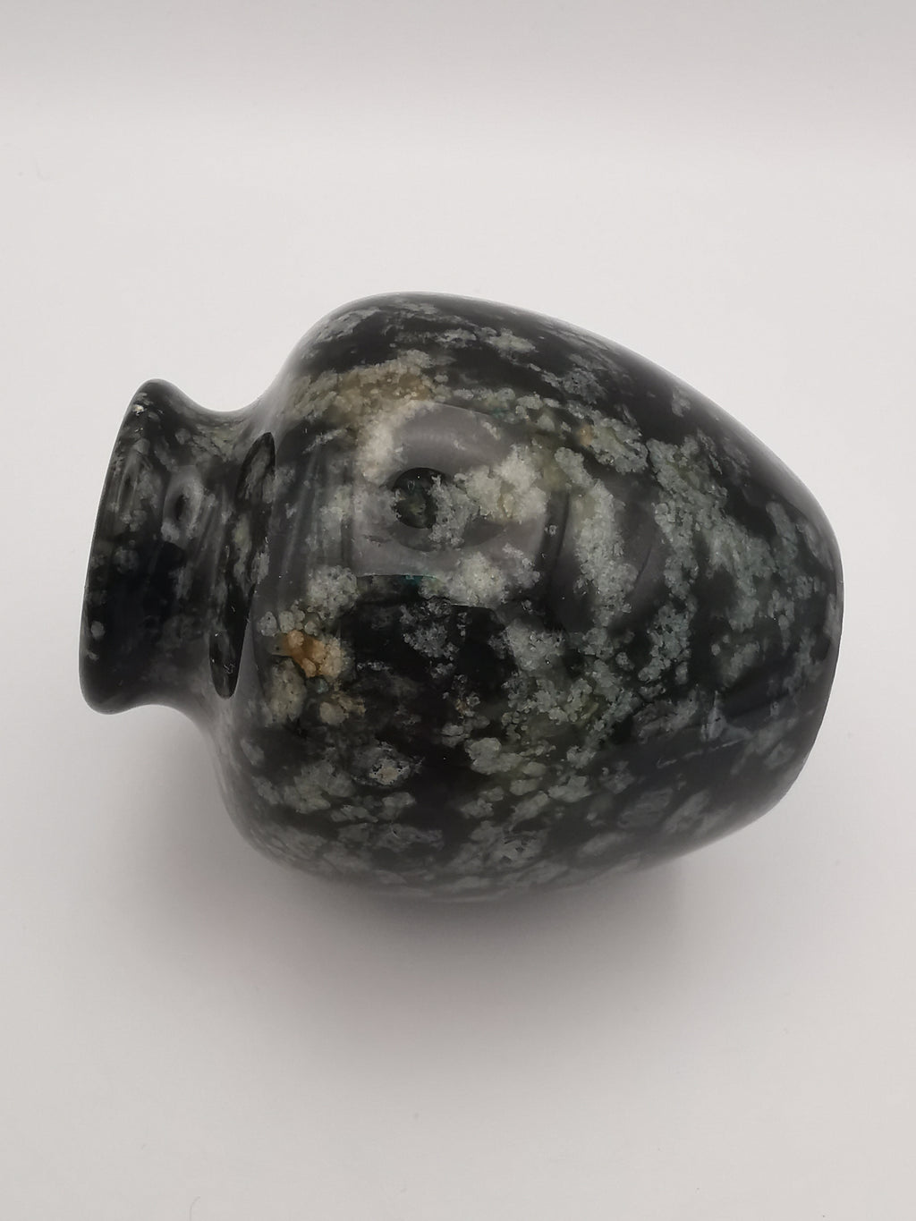 Small black speckled stone/marble vase