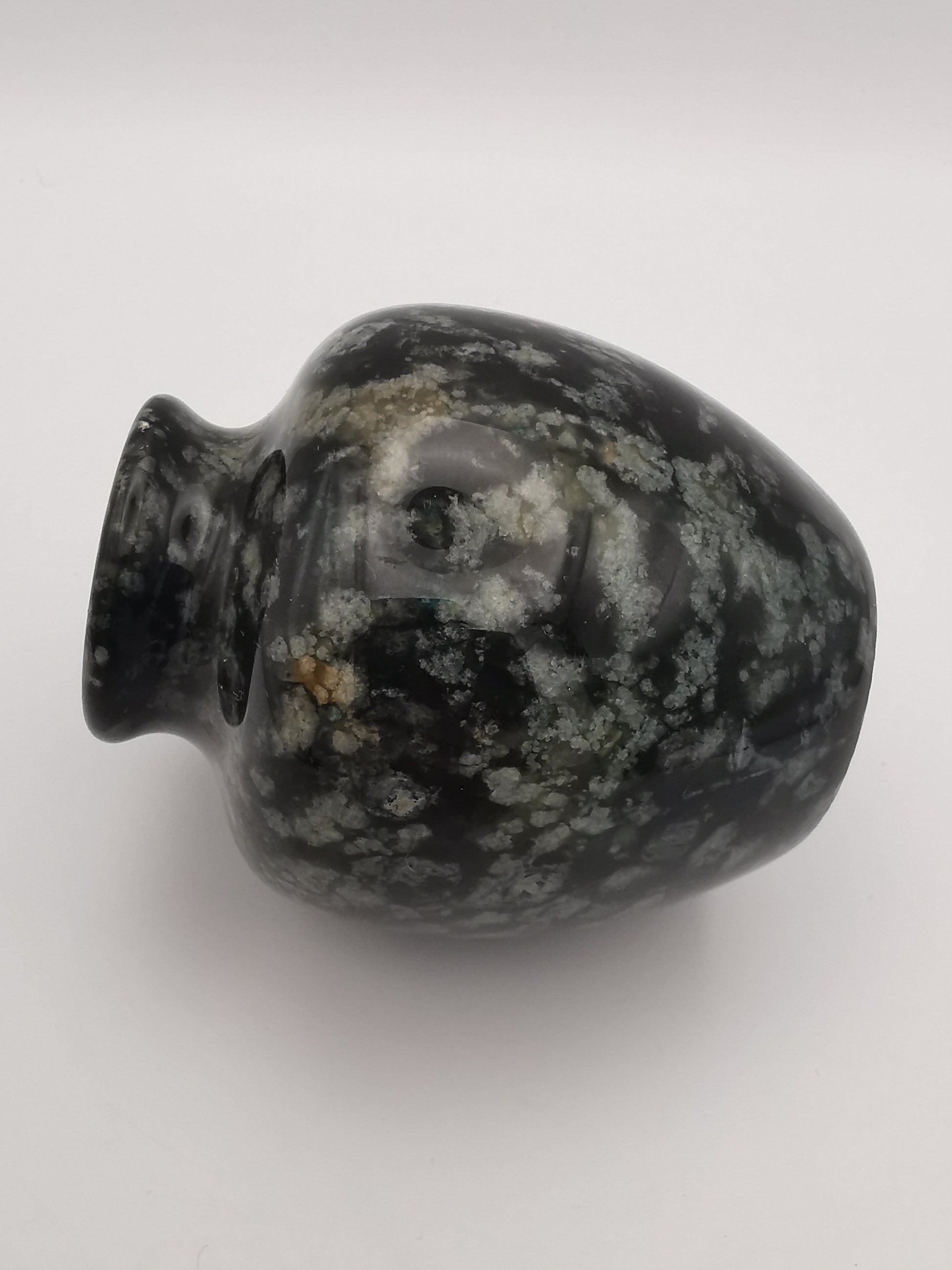 Small black speckled stone/marble vase